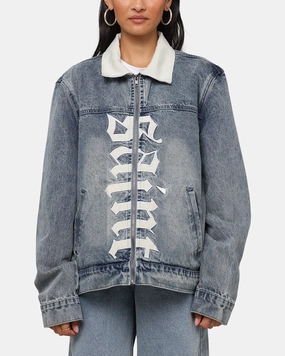 doctors Saint Morta Gothic Distressed Denim Jacket Dirty Denim