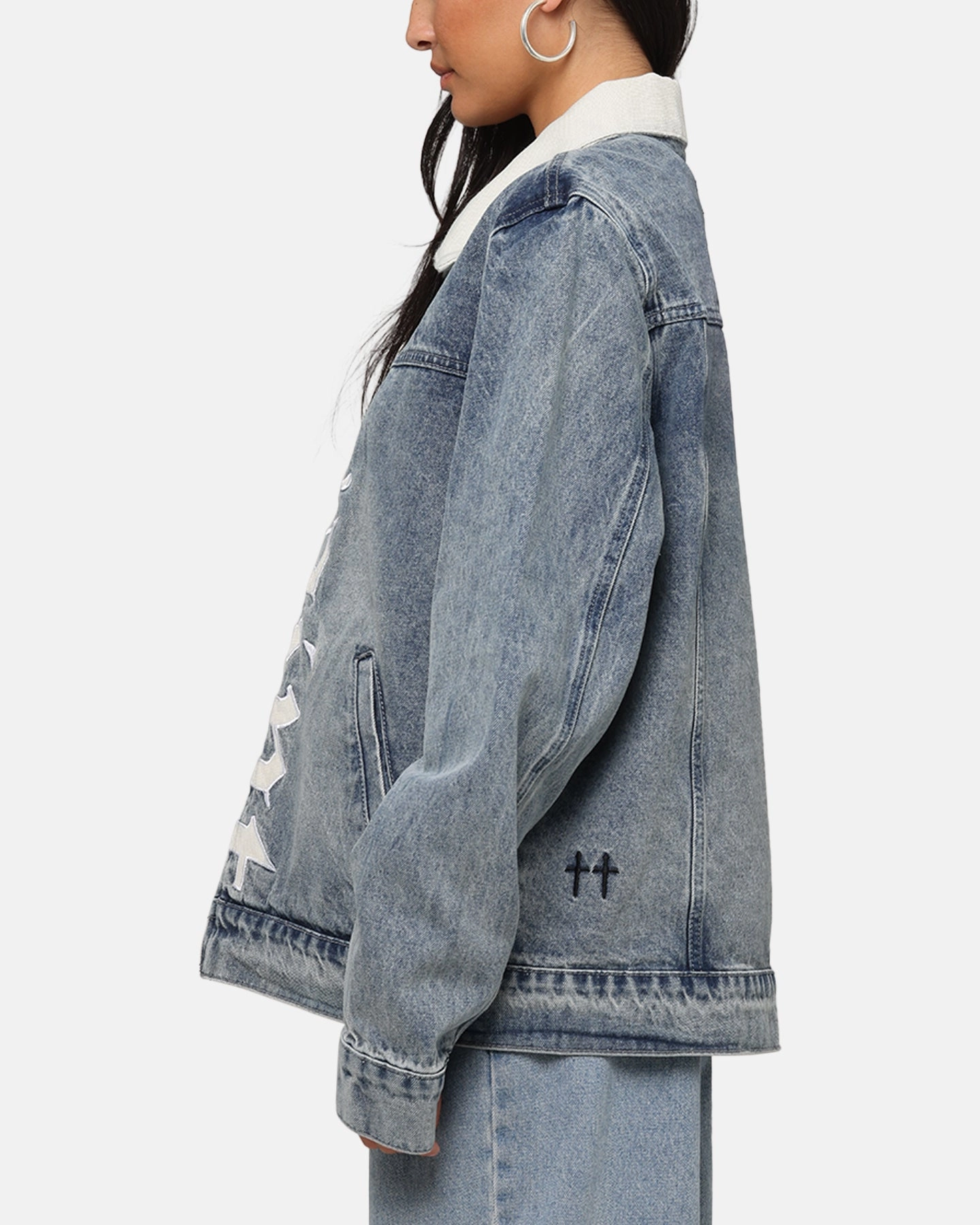 Saint Morta Gothic Distressed Denim Jacket Dirty Denim Eye - Catching Legacy