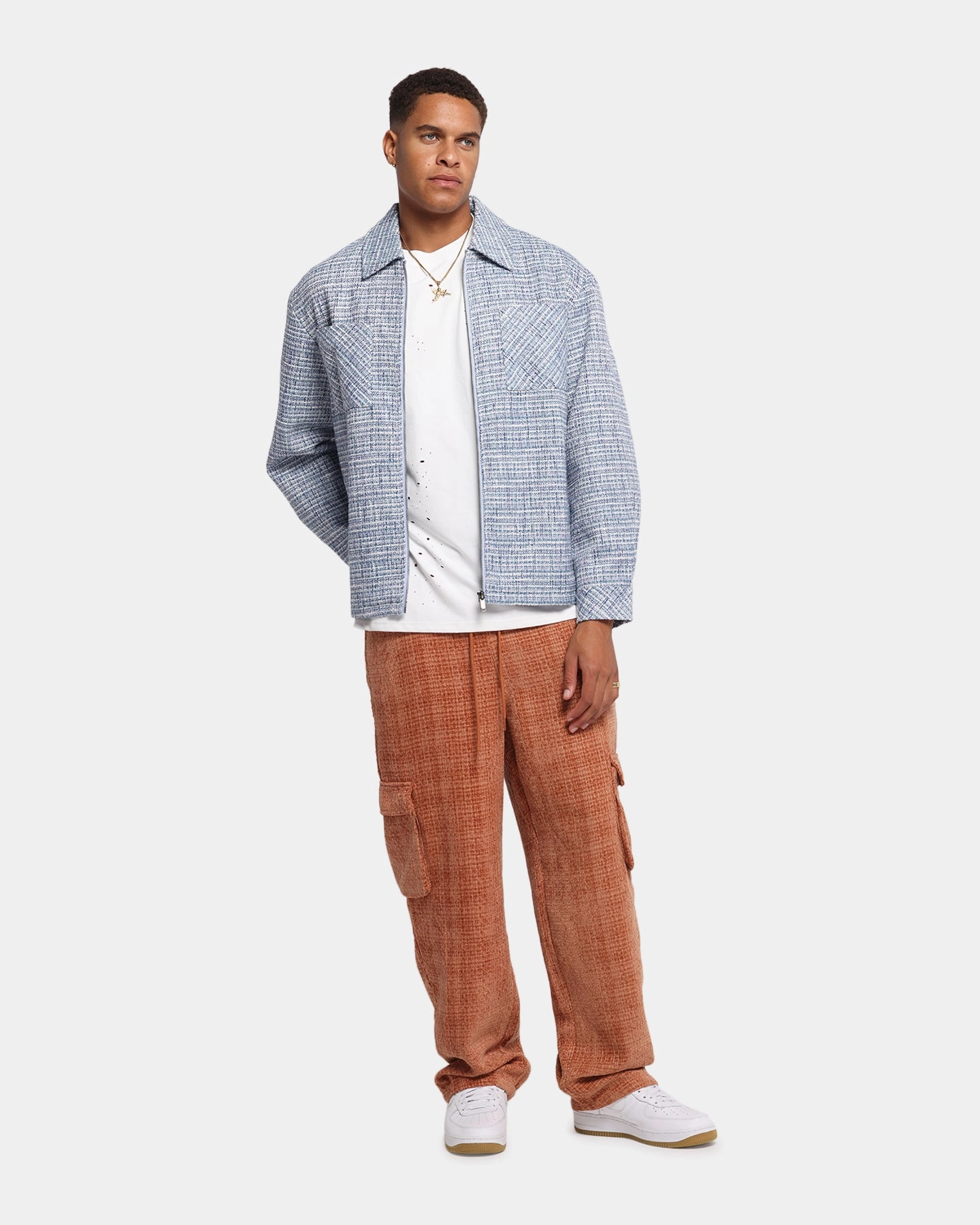 XXIII Boucle Tweed Zip Jacket Teal/Blue/Purple shopping