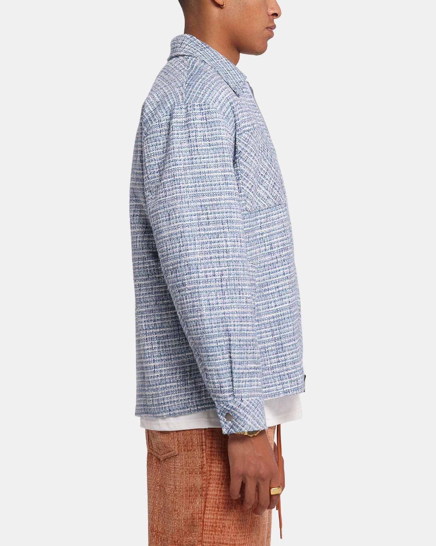 XXIII Boucle Tweed Zip Jacket Teal/Blue/Purple Insulated Interior