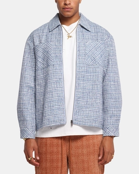 Flexible Shoulder Panels Fade Resistant XXIII Boucle Tweed Zip Jacket Teal/Blue/Purple