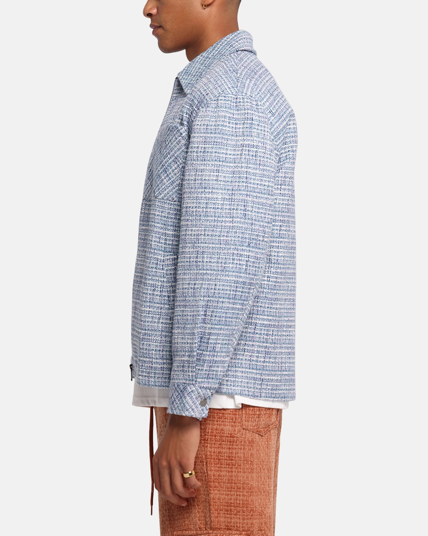 Multi Panel Construction Breathable mesh XXIII Boucle Tweed Zip Jacket Teal/Blue/Purple