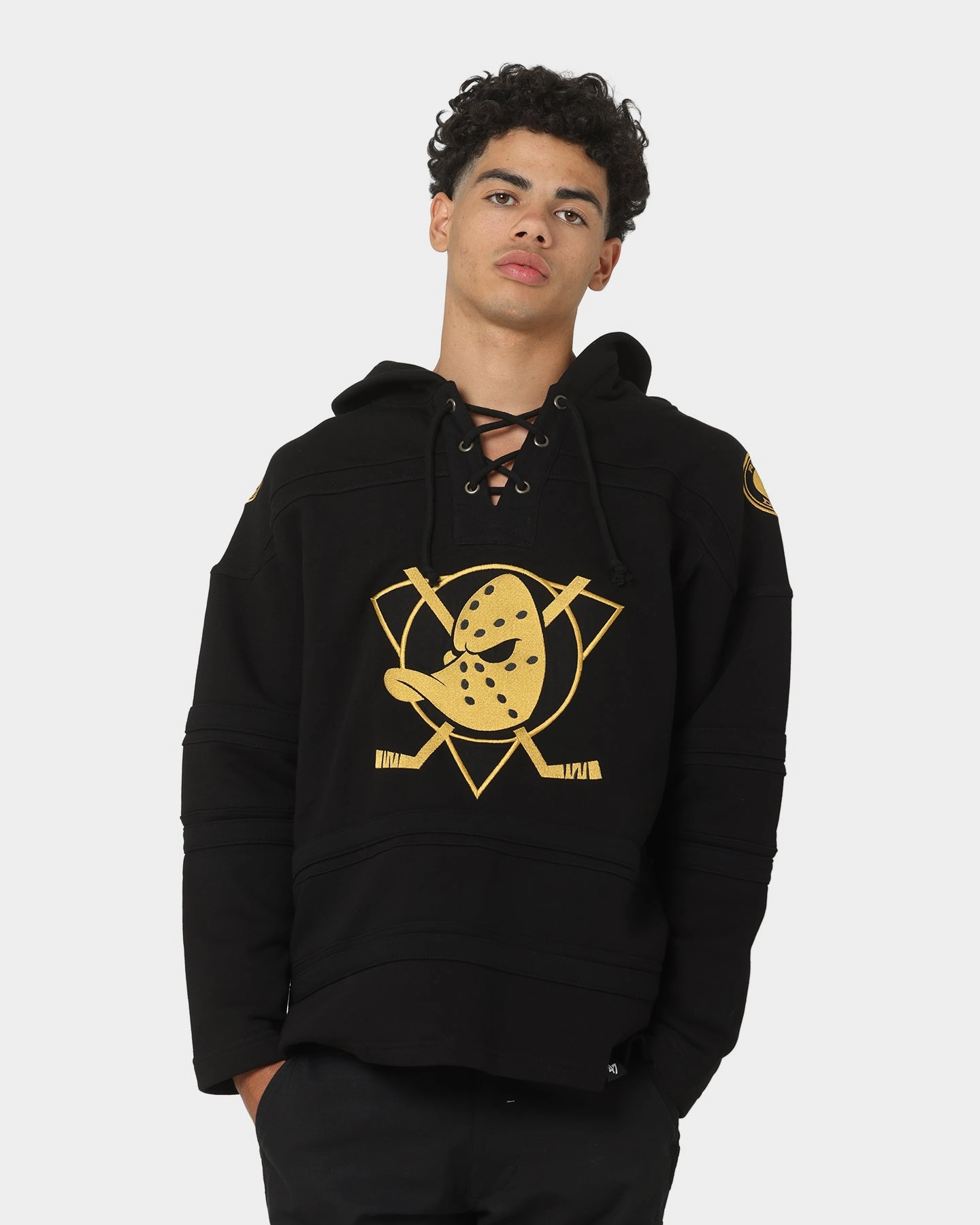Enhance 47 Brand Anaheim Ducks Superior Lacer Hoodie Black/Gold