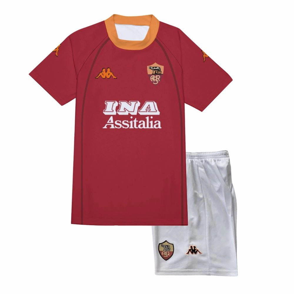 Hypoallergenic fabric AS Roma 2000/01 Home Jersey Kids Retro Edition