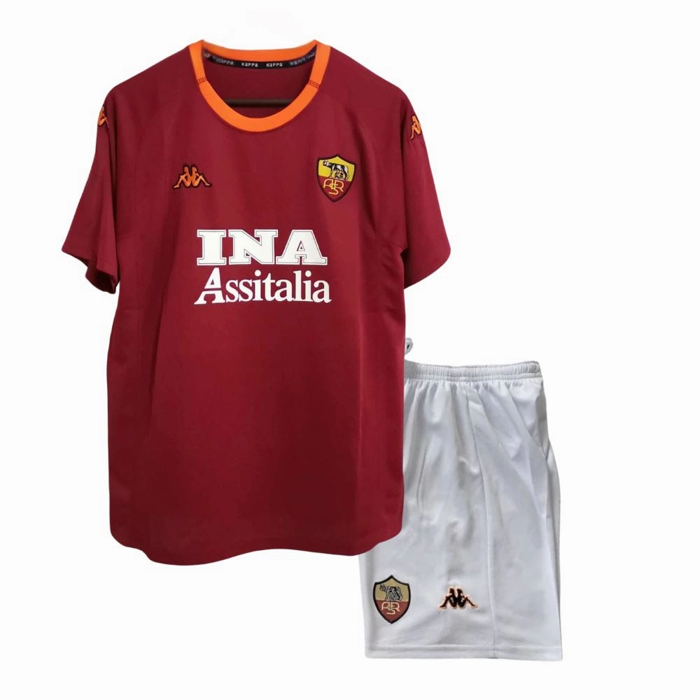 Water Repellent Finish AS Roma 2000/01 Home Jersey Kids Retro Edition