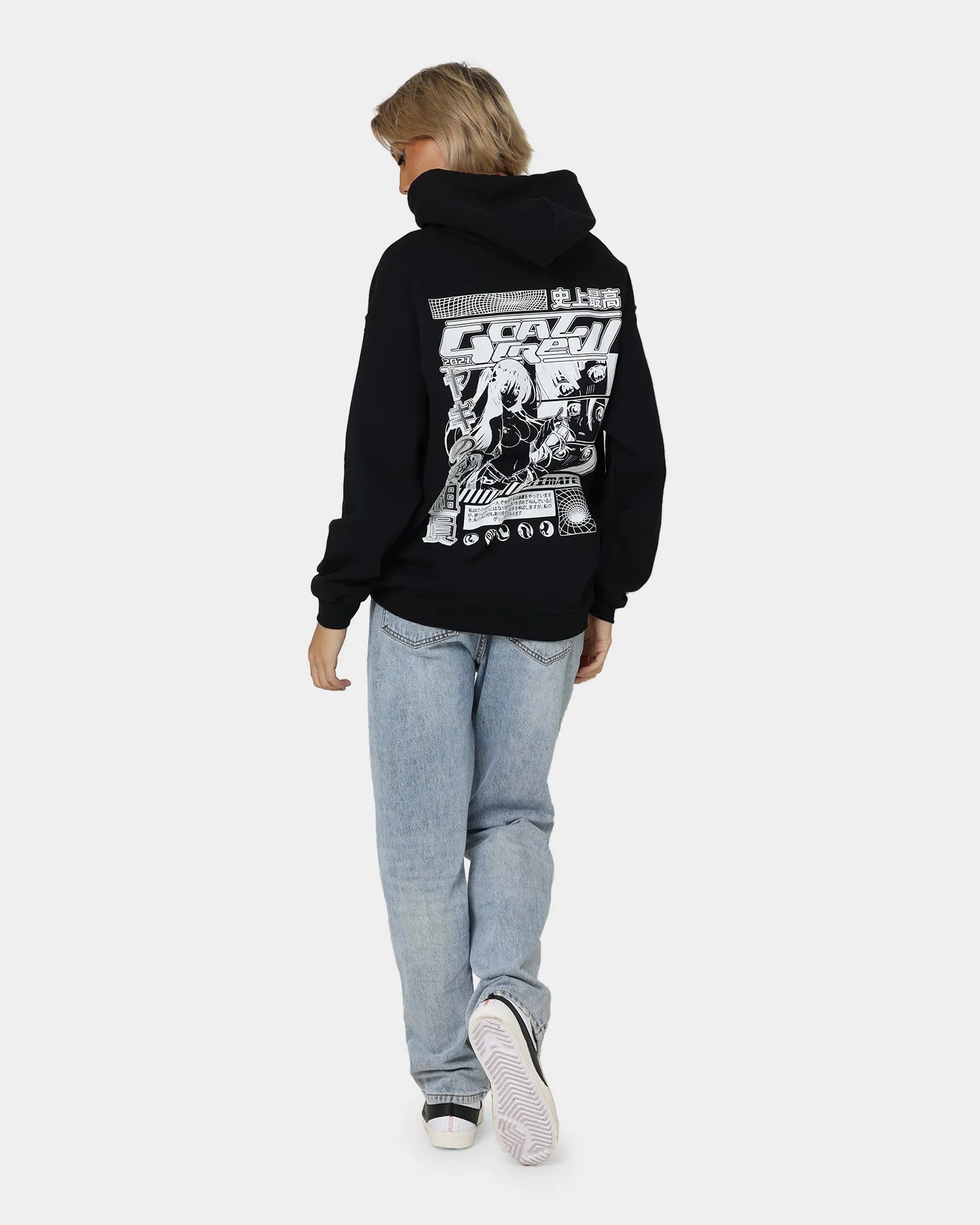 cloudy Goat Crew Anime Hoodie Black
