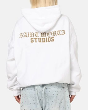 Satin Finish Artistic expression Saint Morta Studios Boxy Hoodie White