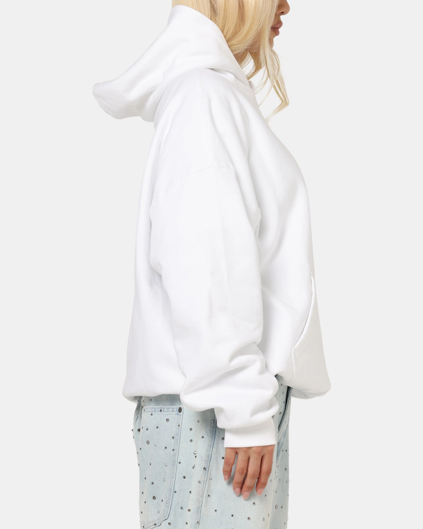 Kangaroo Pocket Style Flatlock Seam Finish Saint Morta Studios Boxy Hoodie White