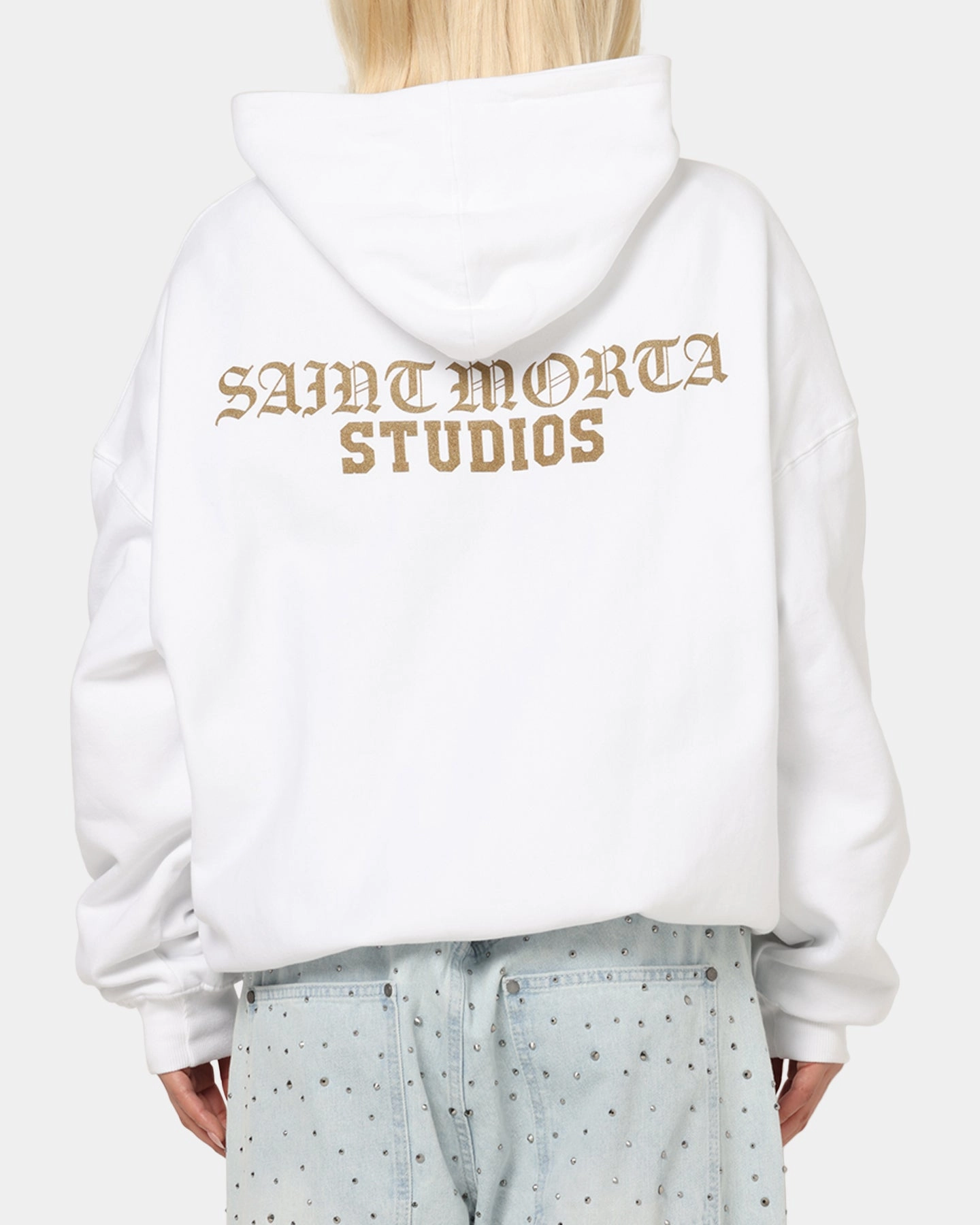 Satin Finish Artistic expression Saint Morta Studios Boxy Hoodie White