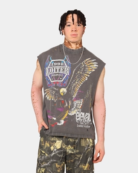Stretchable Fabric Wedding Loiter Motor Eagle Oversized Muscle T-Shirt Vintage Charcoal