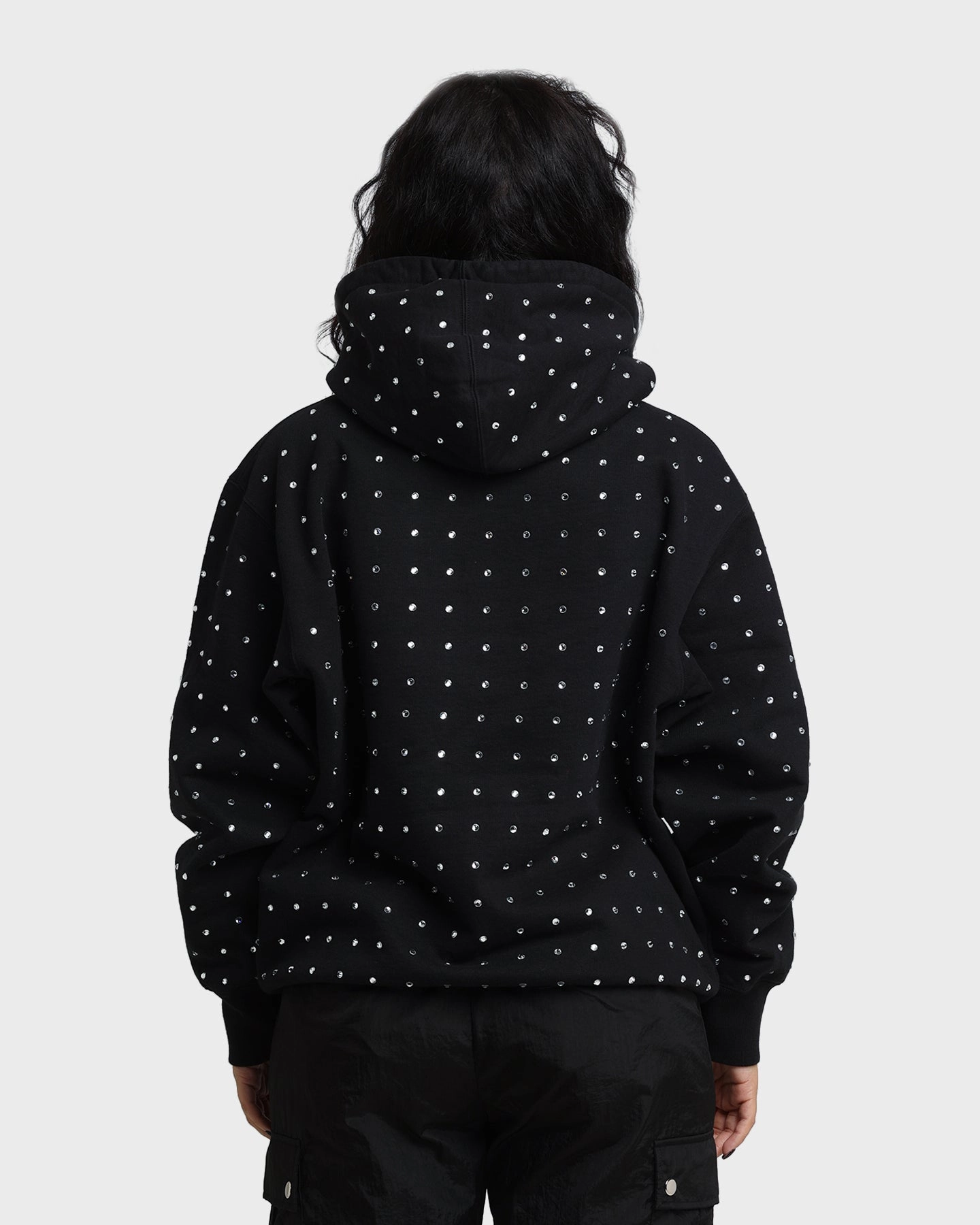 Supreme Rhinestone Hoodie Sweatshirt Black Blush