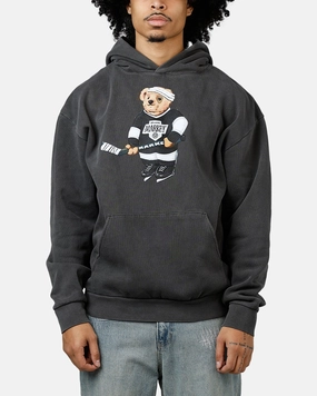 UV-protection Market Hockey Bear Hoodie Washed Black