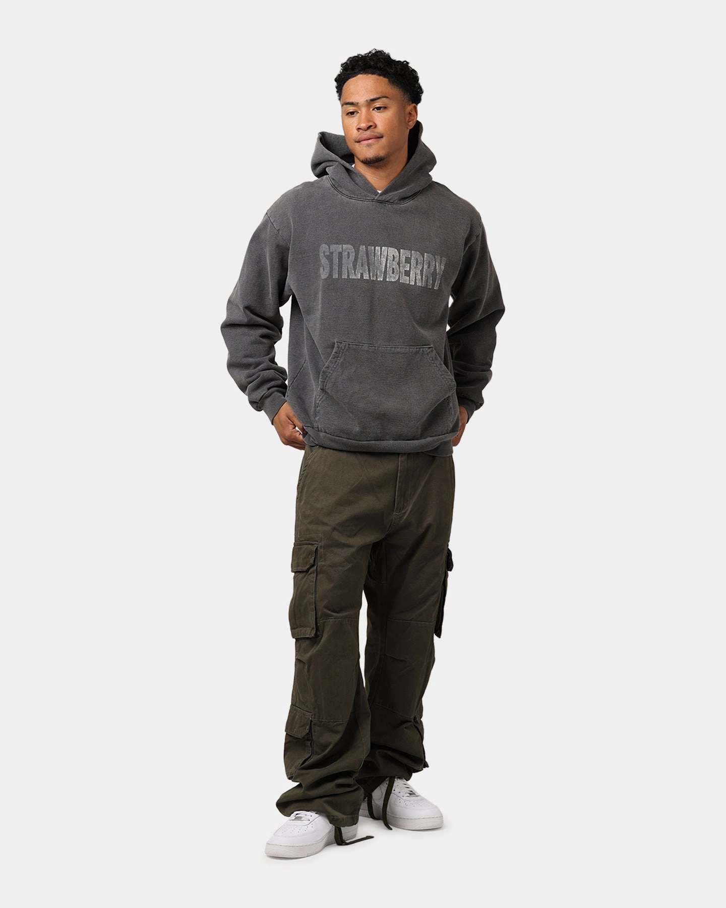 Strawberry New Arch Hoodie Vintage Black snap-up