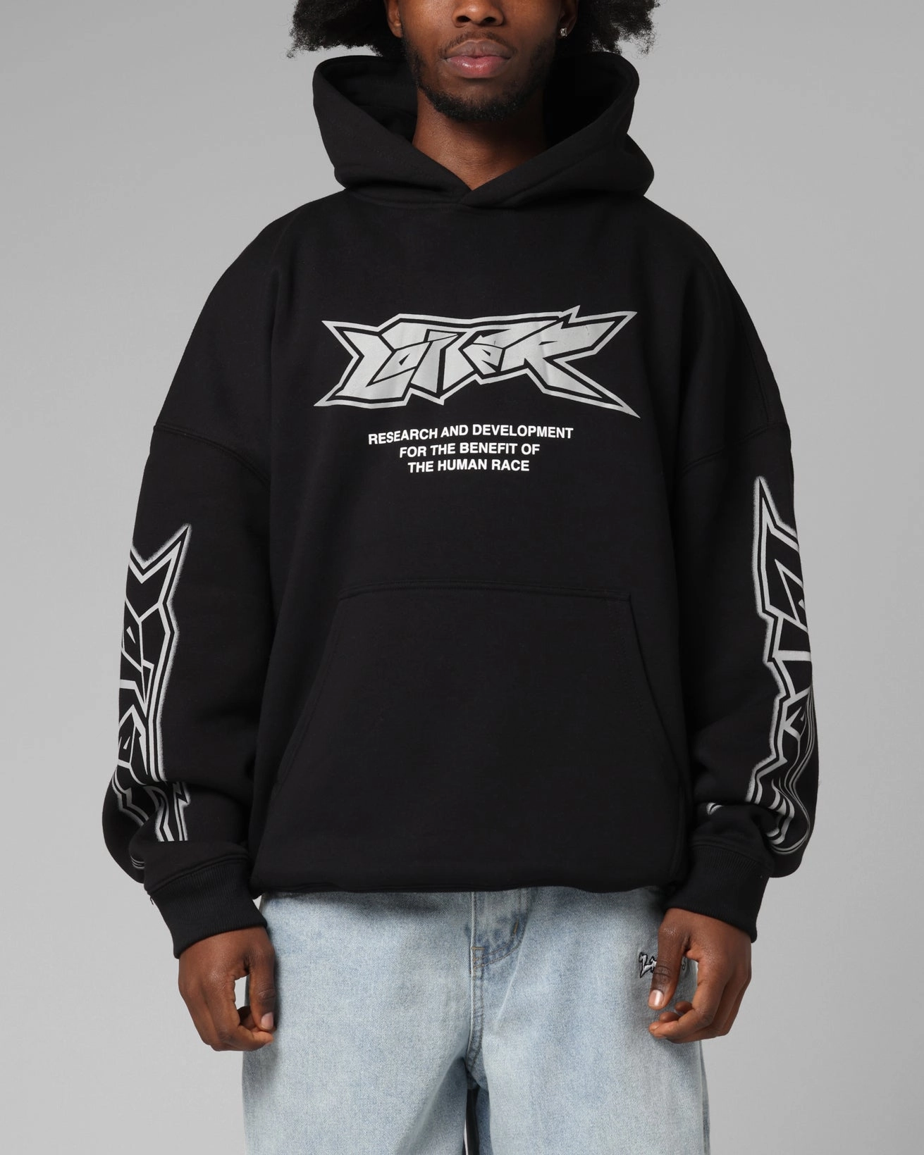 Loiter Runway Hoodie Black Velvet Touch forest hike