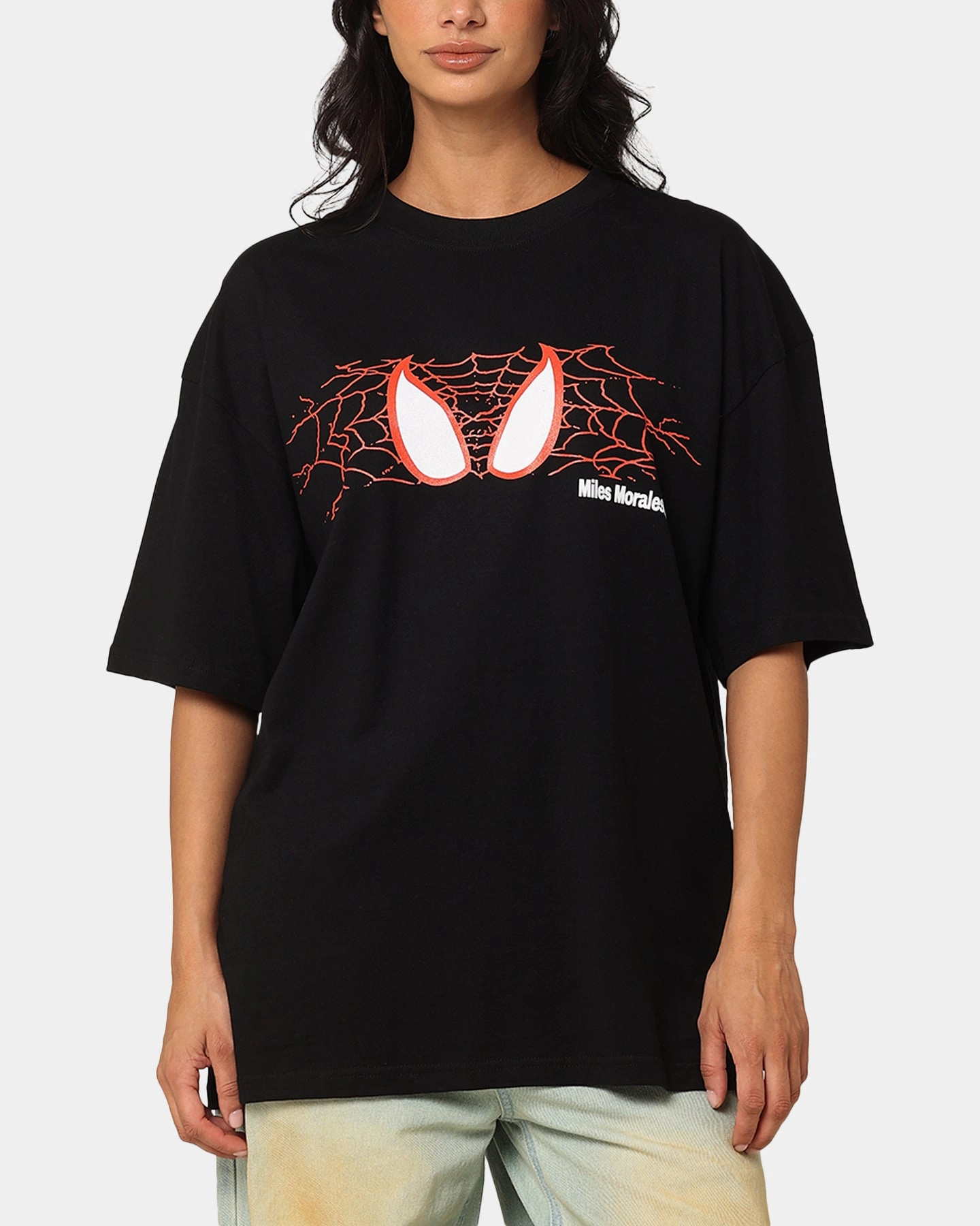 Elegant Travel Outfit Goat Crew Marvel Spider-Man Y2K Miles T-Shirt Black