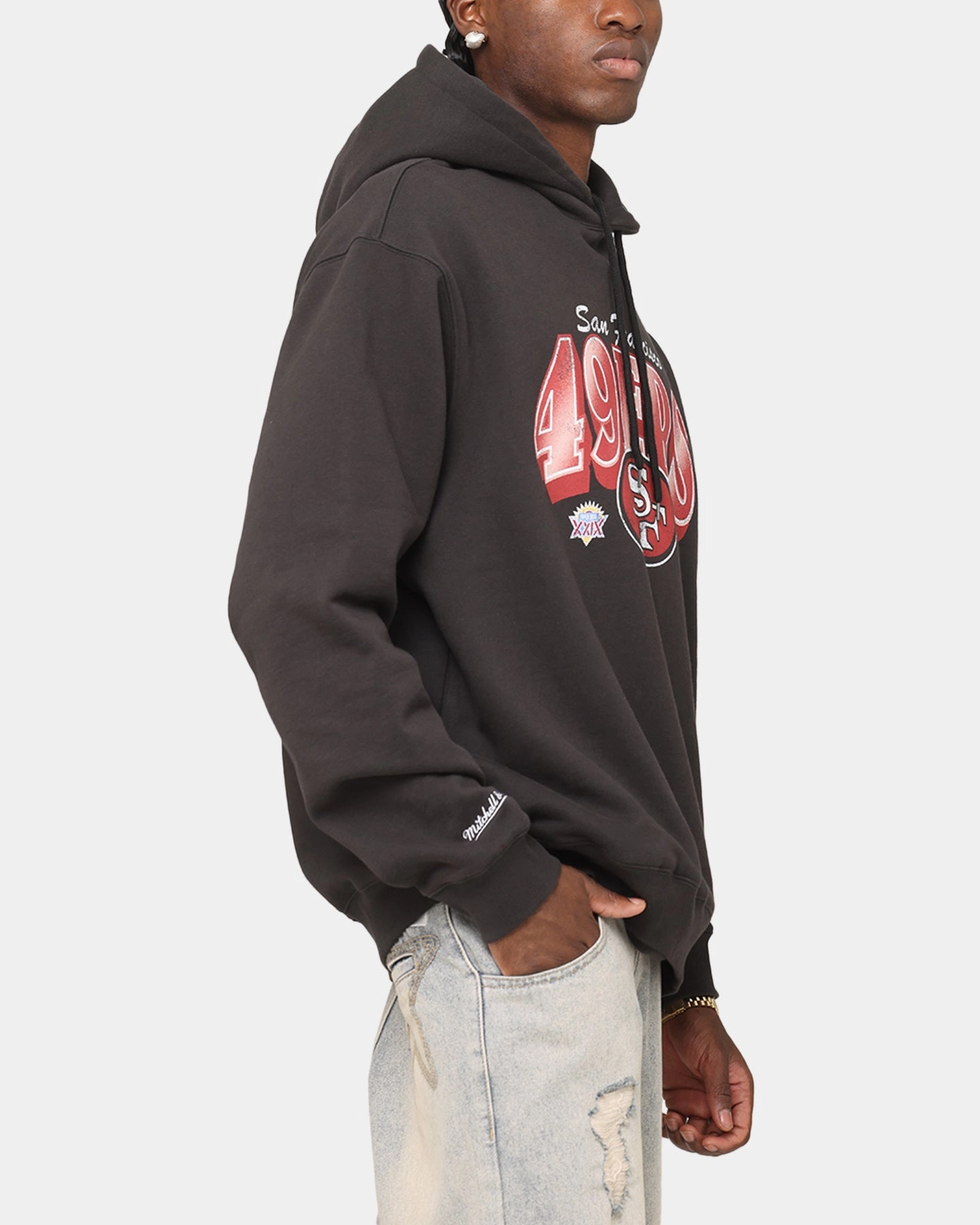 Ultralight Padding Mitchell & Ness San Francisco 49ers Arch Hoodie Faded Black