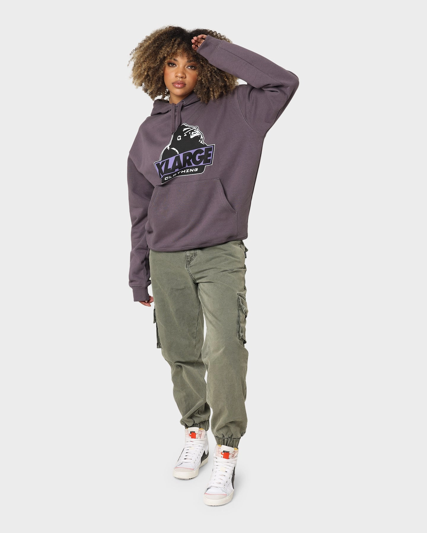 X-Large 91 Slanted Logo Hoodie Dark Mauve Black