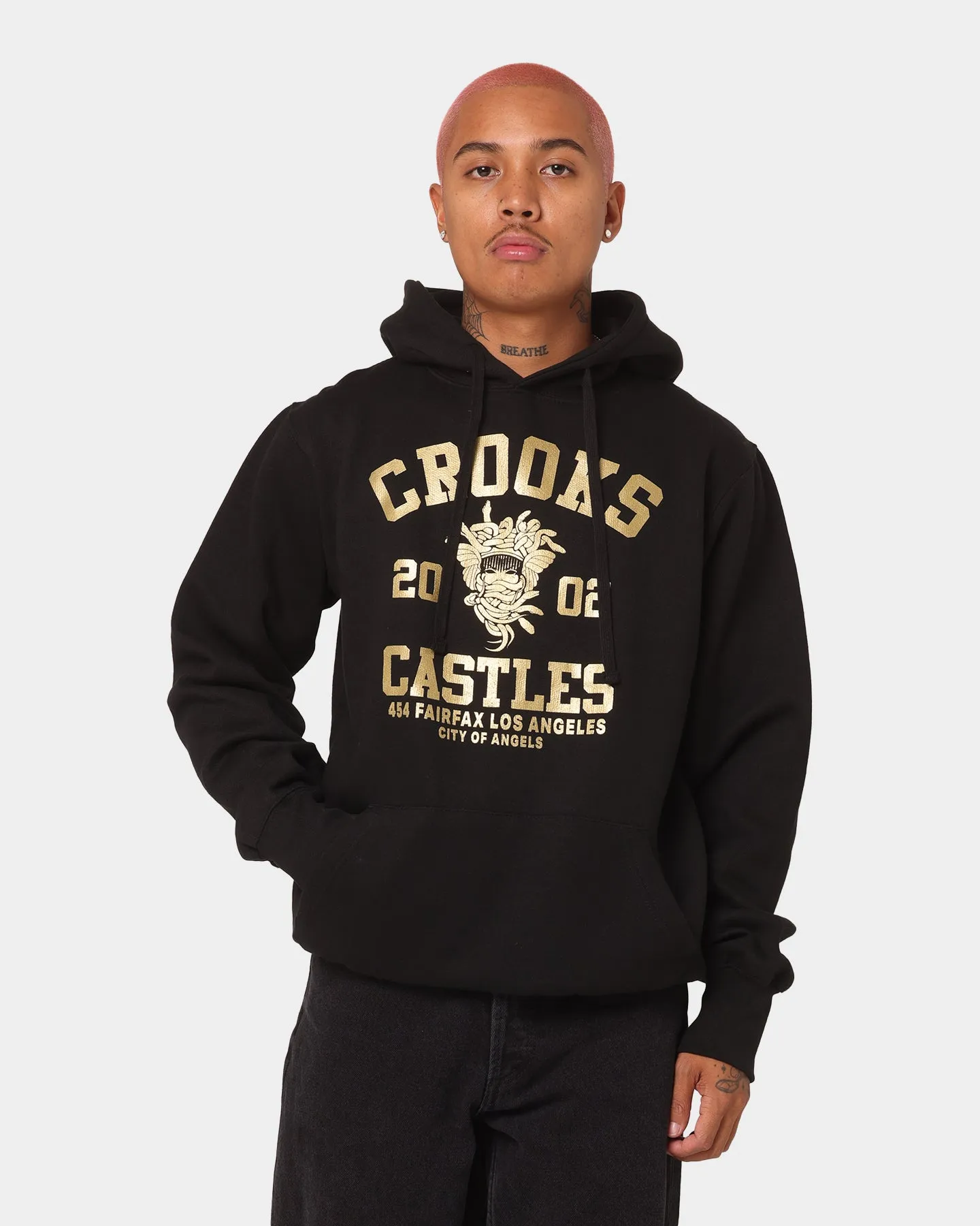 Box Crooks & Castles Fairfax Varsity Hoodie Hot Black/Gold
