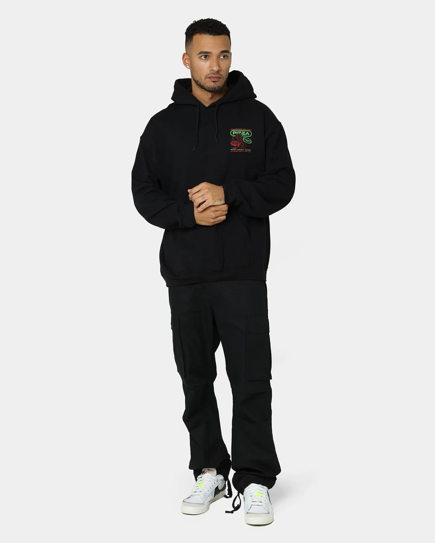 Goat Crew Pizza Shop Hoodie Black Dual Zipper System Treasure