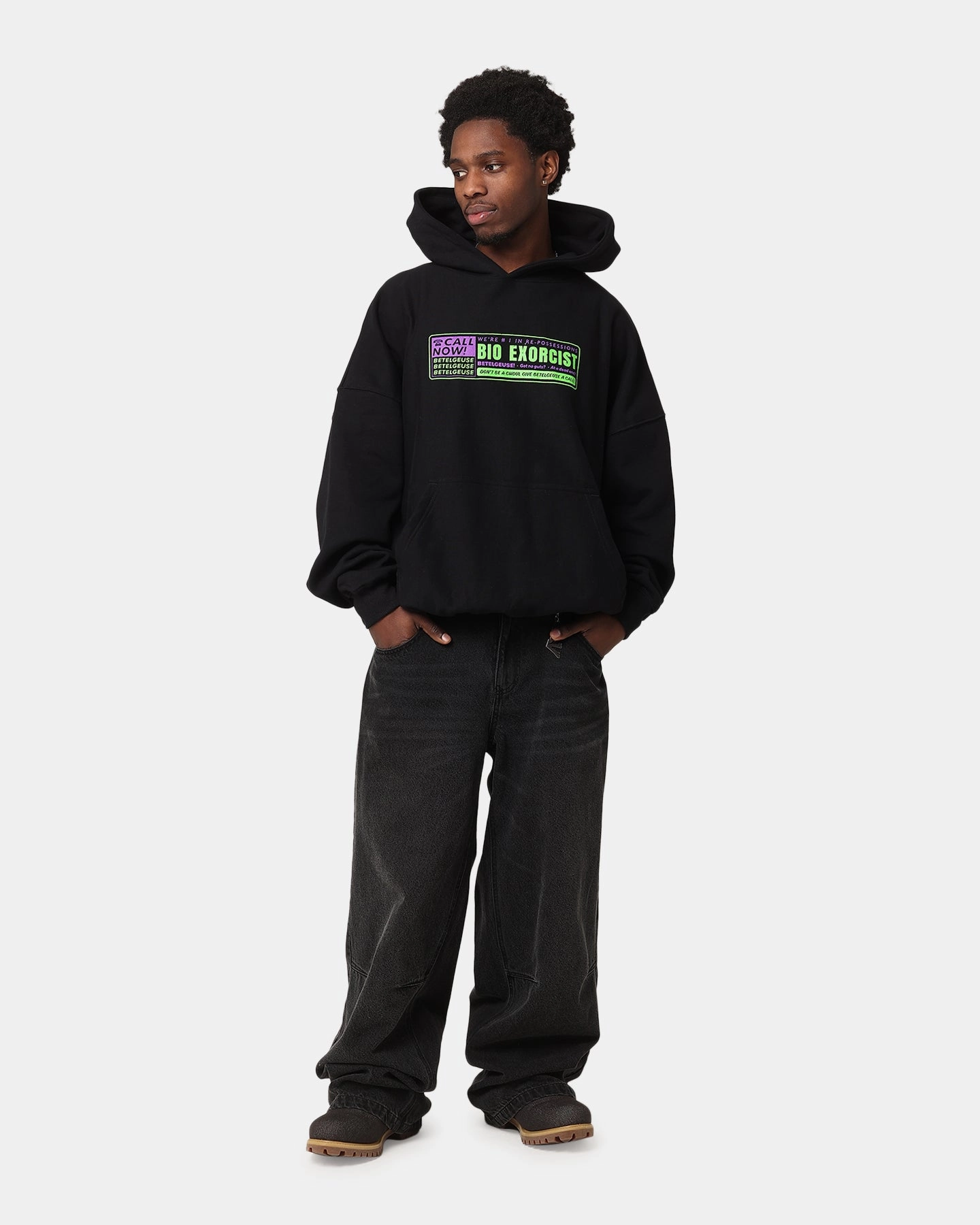 Goat Crew X Beetlejuice Beetlejuice 2 Premium Vintage Hoodie Black Breathable Fit Oversized Silhouette