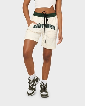 Saint Morta Kingdom Basketball Shorts Off White/Green Heels Perfect Comfort