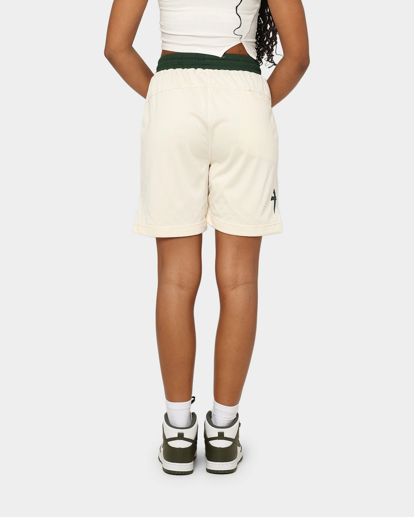 Saint Morta Kingdom Basketball Shorts Off White/Green anti - static Anti - odor