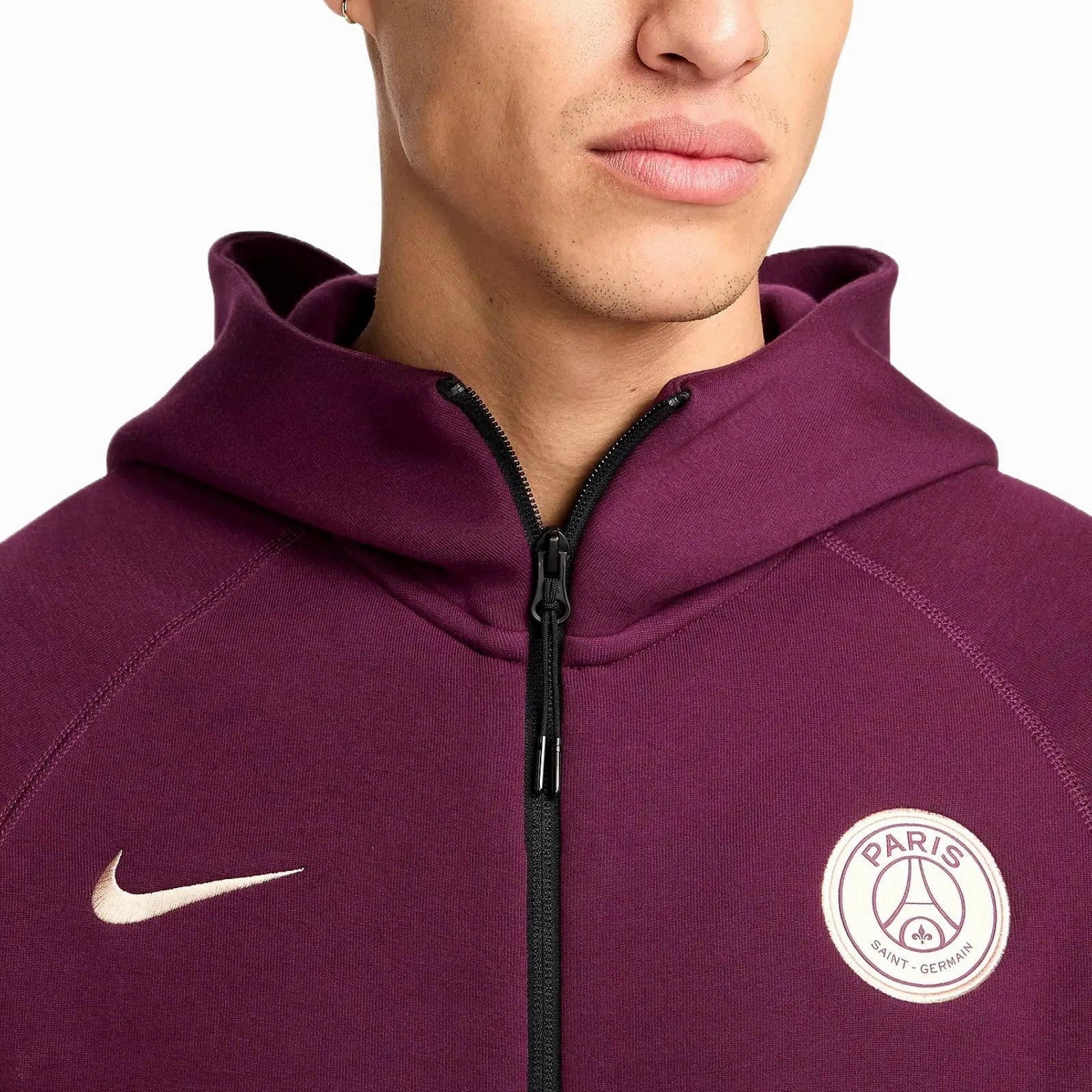 PSG Tech Fleece presentation tracksuit 2024/25 dark red - Nike lifestyle YogaReadyTexture