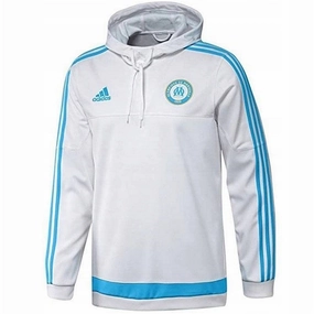 Olympique Marseille hooded training sweat top 2015/16 - Adidas Rugged Design Striped