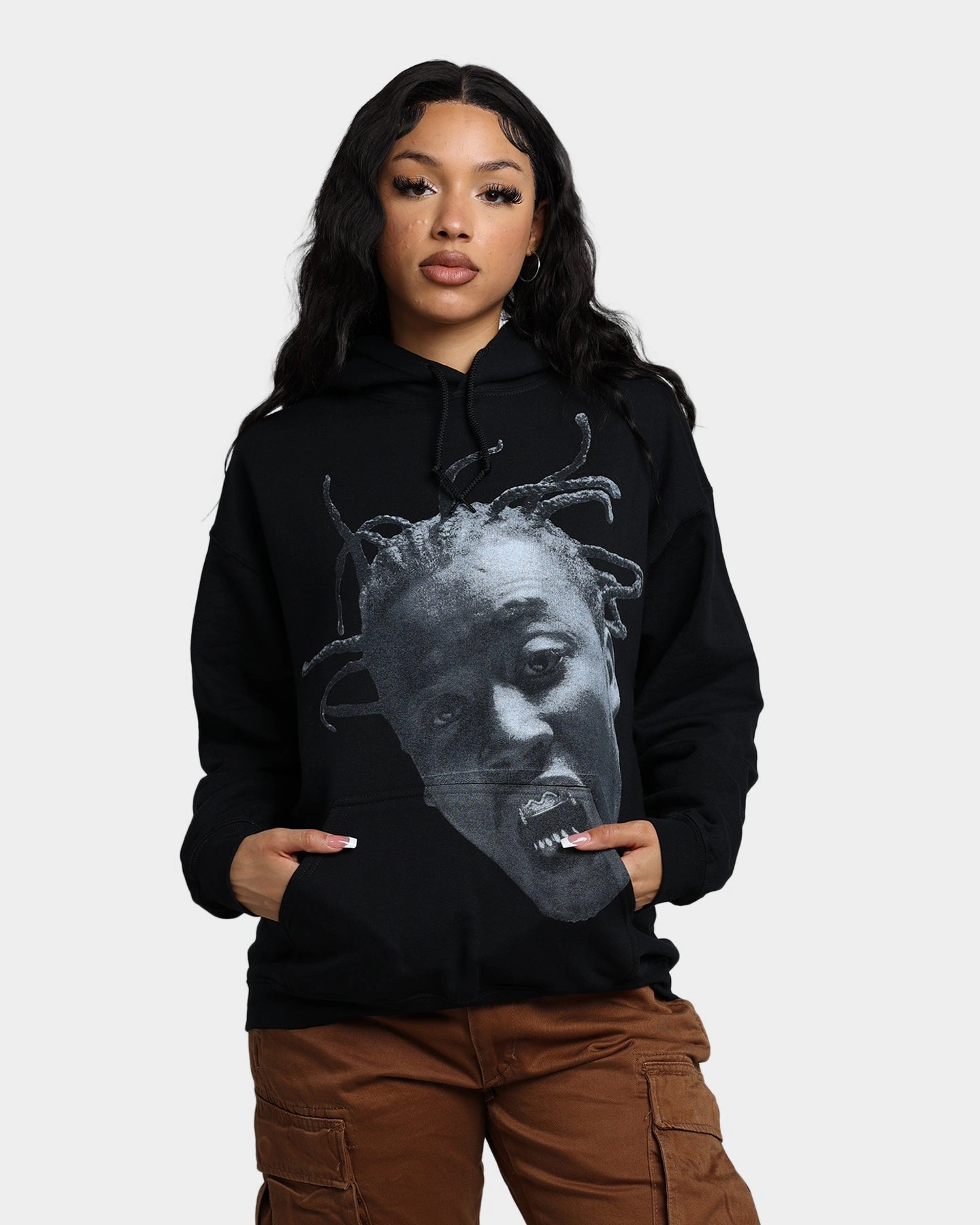 Reinforced Neckline Classic Cut Goat Crew X Ol' Dirty Bastard Big Face Hoodie Black