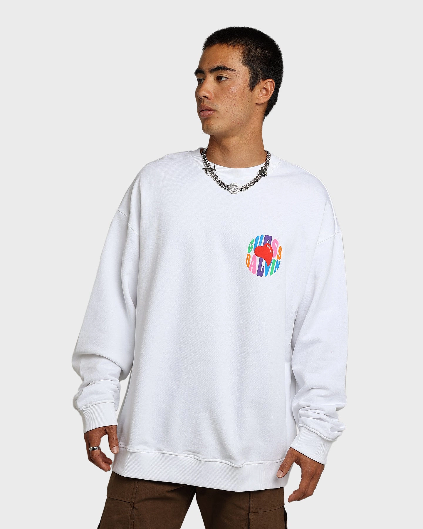 Guess Originals GUESS Originals X J Balvin Amor Sweat Shirt Pure White Compact Travel Design Static Reducing Finish