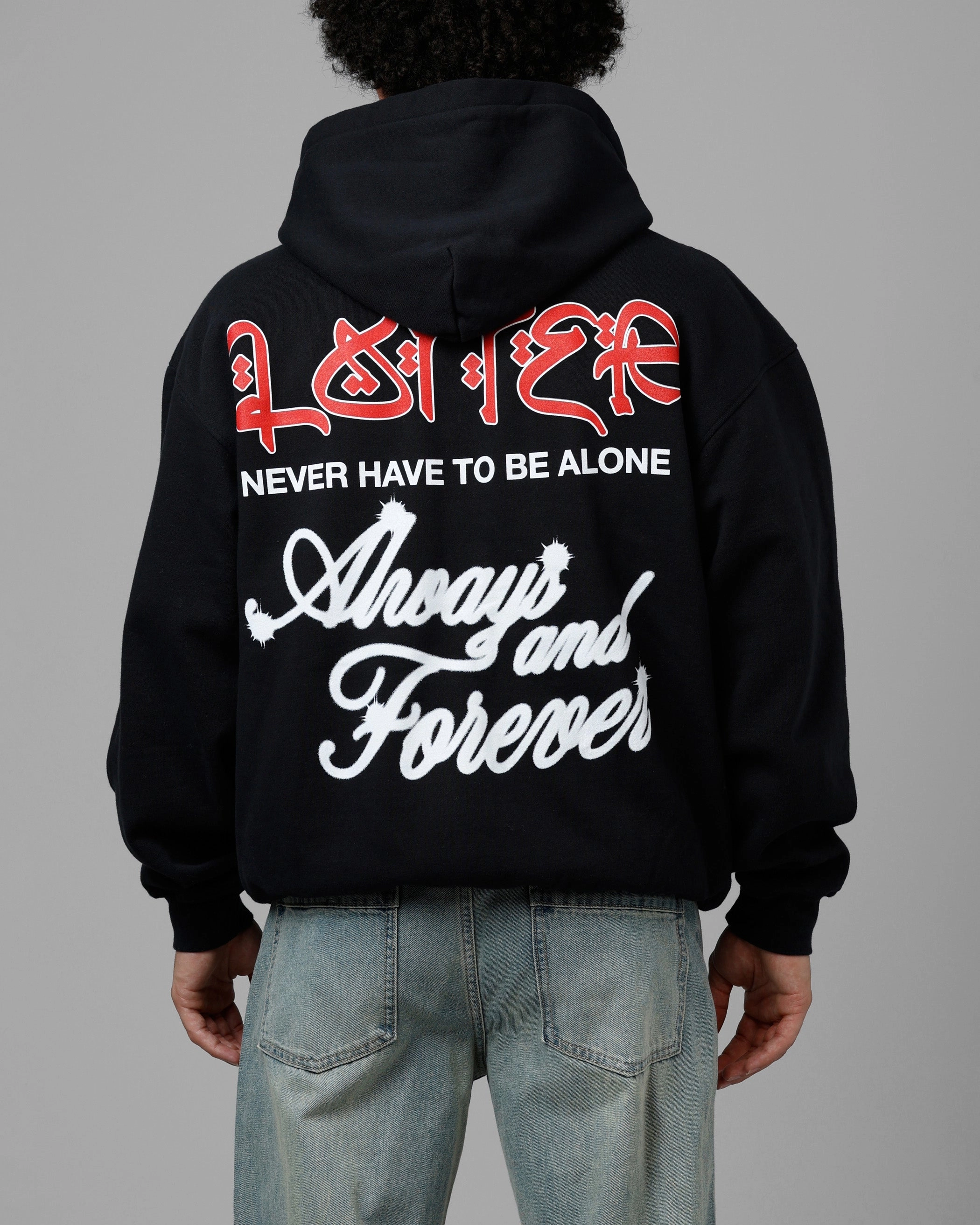 Loiter Always And Forever Zip Hoodie Black Water Resistant Material suitable for advertising campaigns