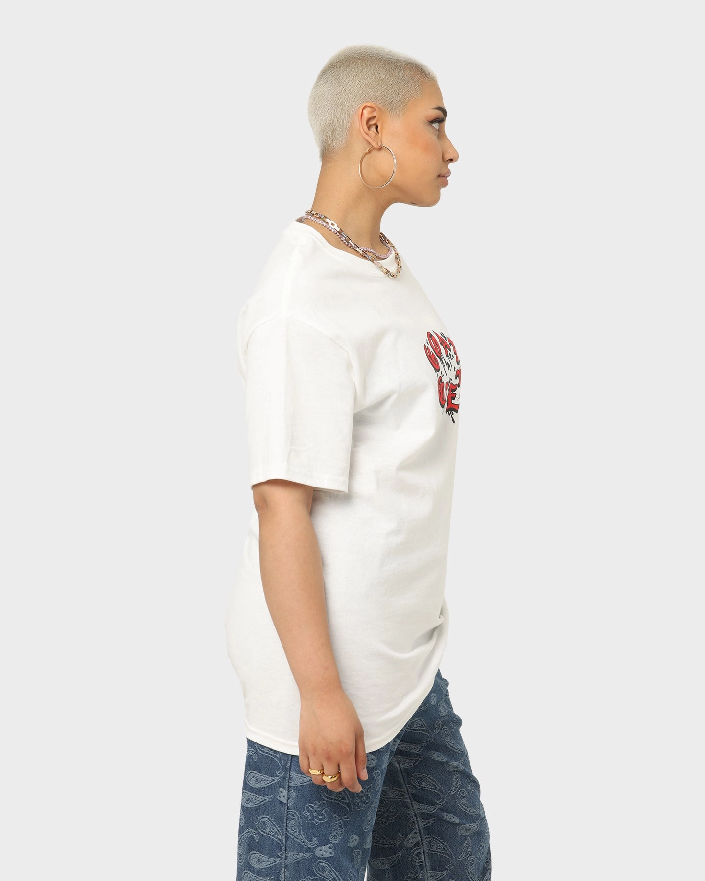 Goat Crew Drip Logo T-Shirt White/Red Casual everyday wear