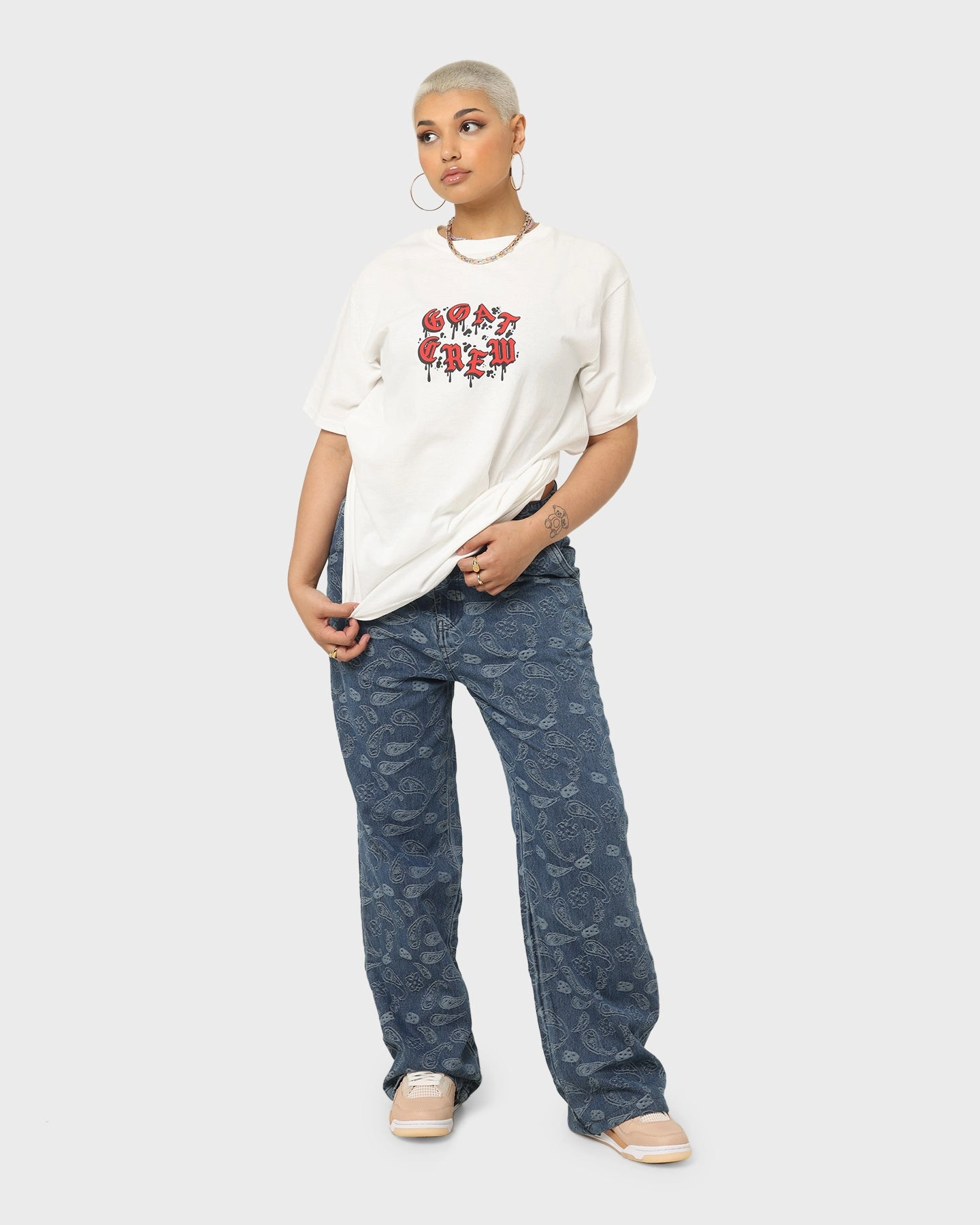 Soft Wearable Goat Crew Drip Logo T-Shirt White/Red