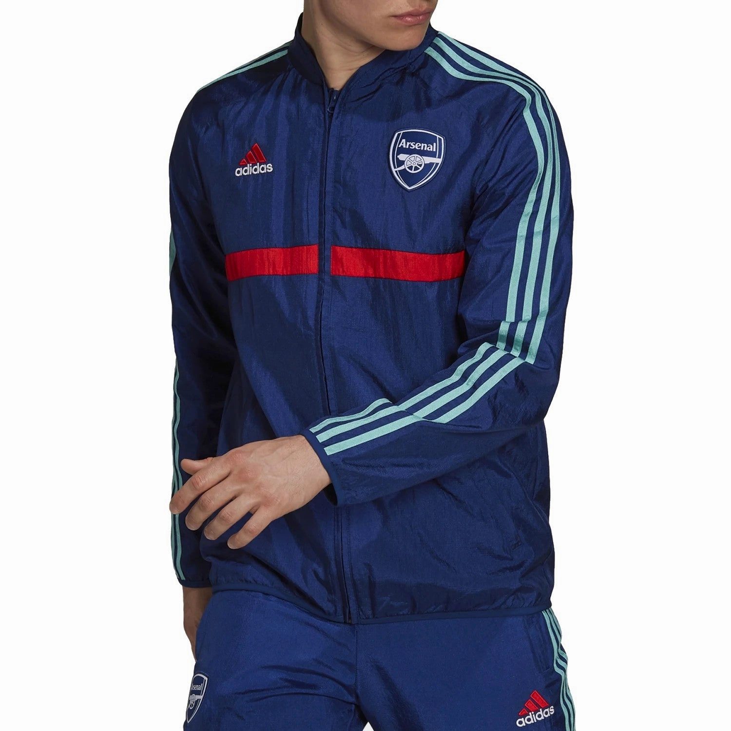 Arsenal Icon training presentation tracksuit 2021/22 - Adidas Raglan Sleeve Design