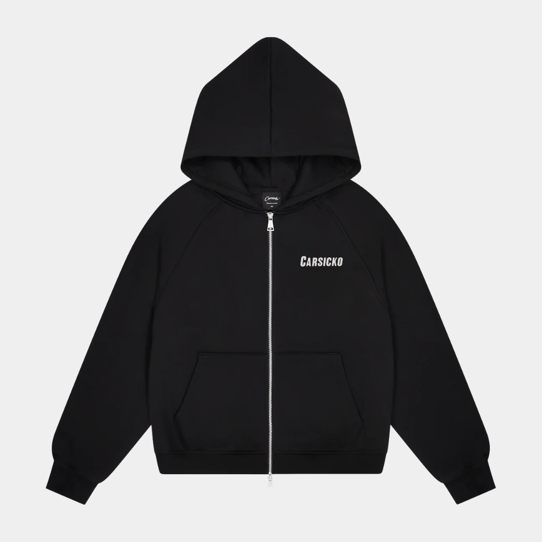 Carsicko Stamp Hoodie - Black tencel SecureZipper
