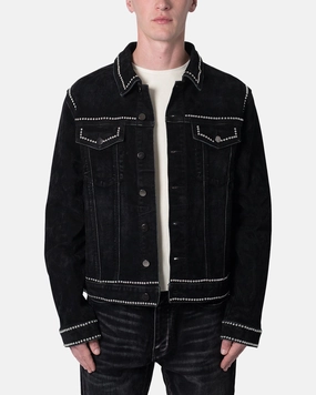 MNML Studded Suede Denim Jacket Black Assist
