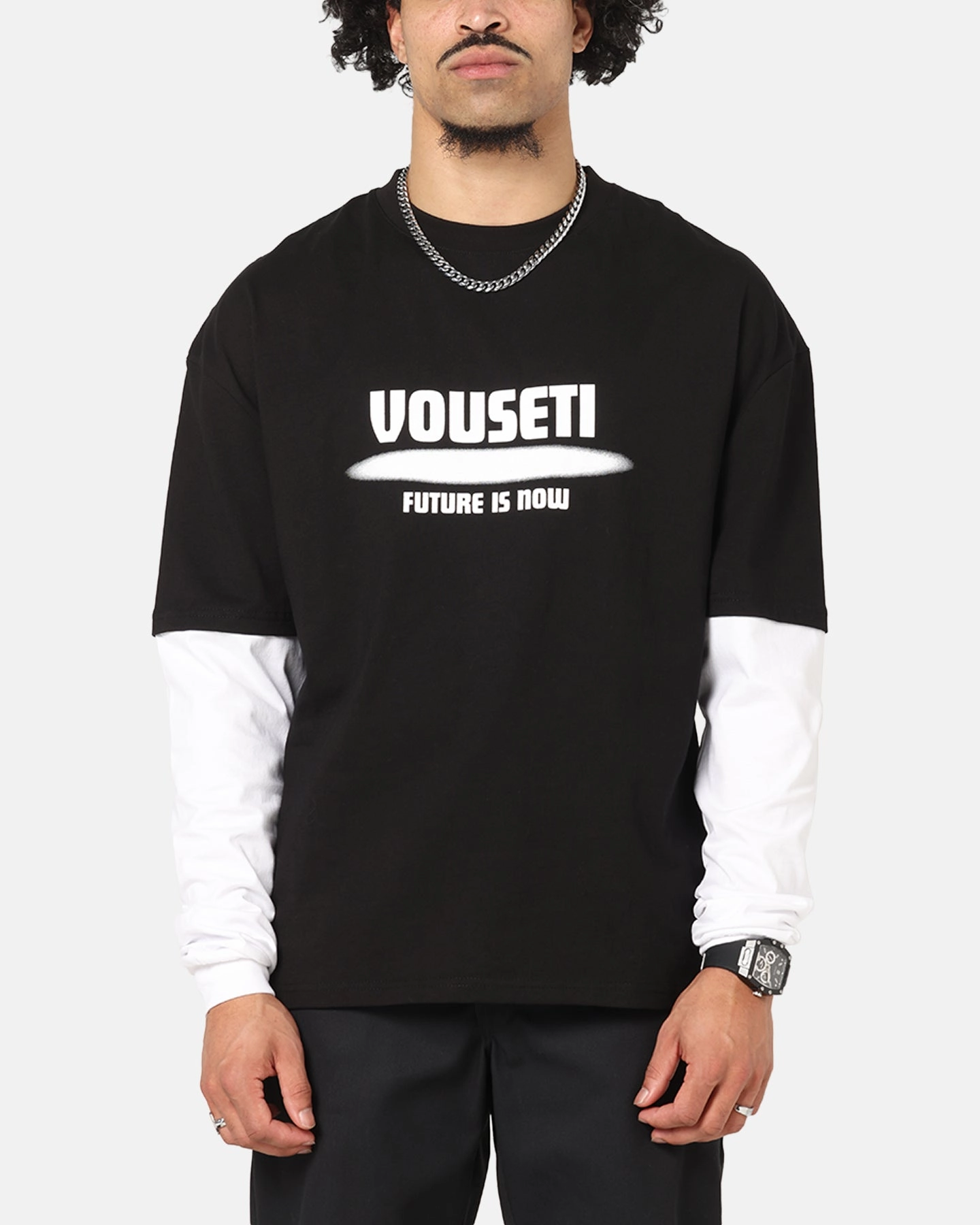 insulated cycling outfit Vouseti Future Is Now Long Sleeve T-Shirt Black