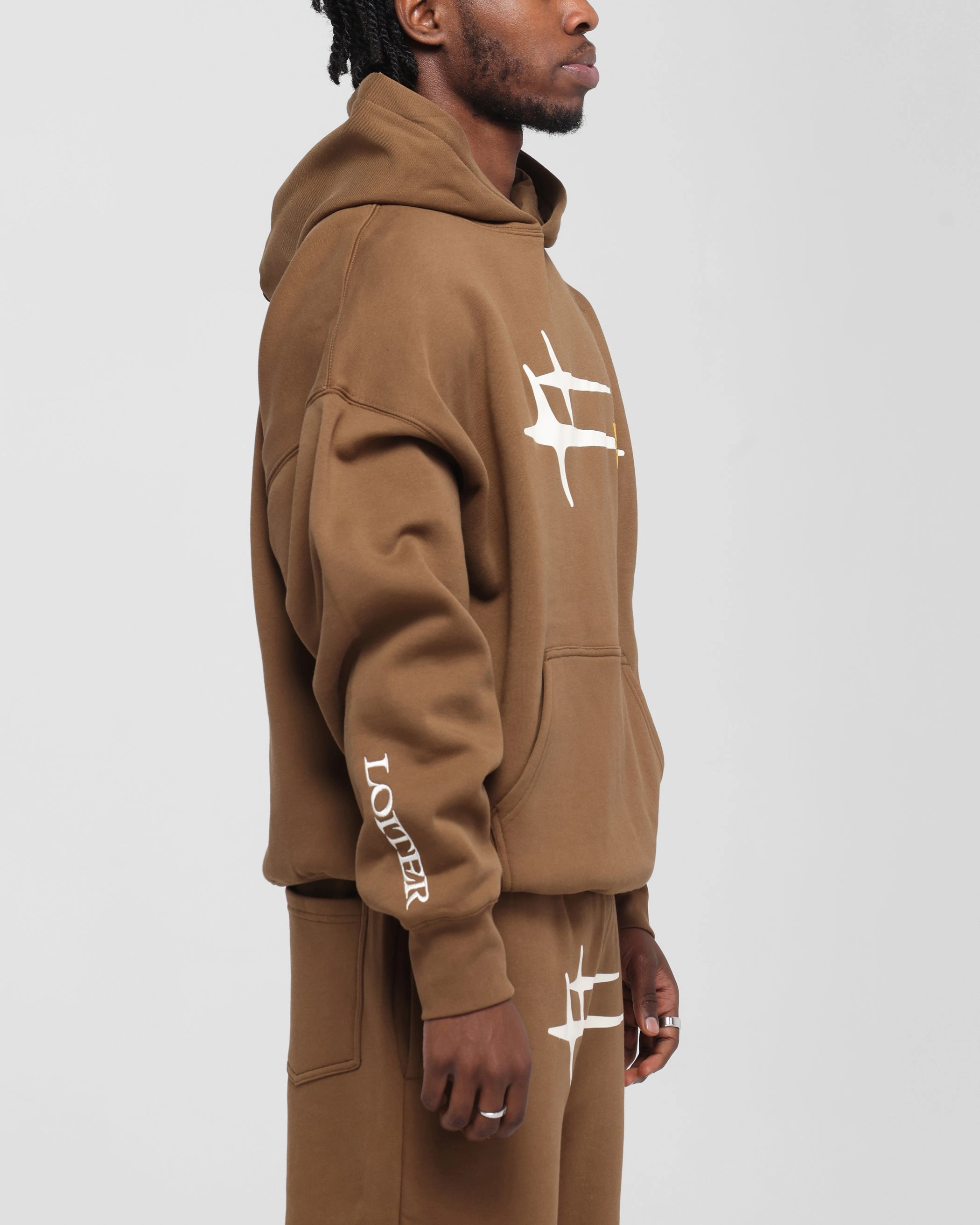 Functional Fit Loiter Hybrid Premium Hoodie Brown