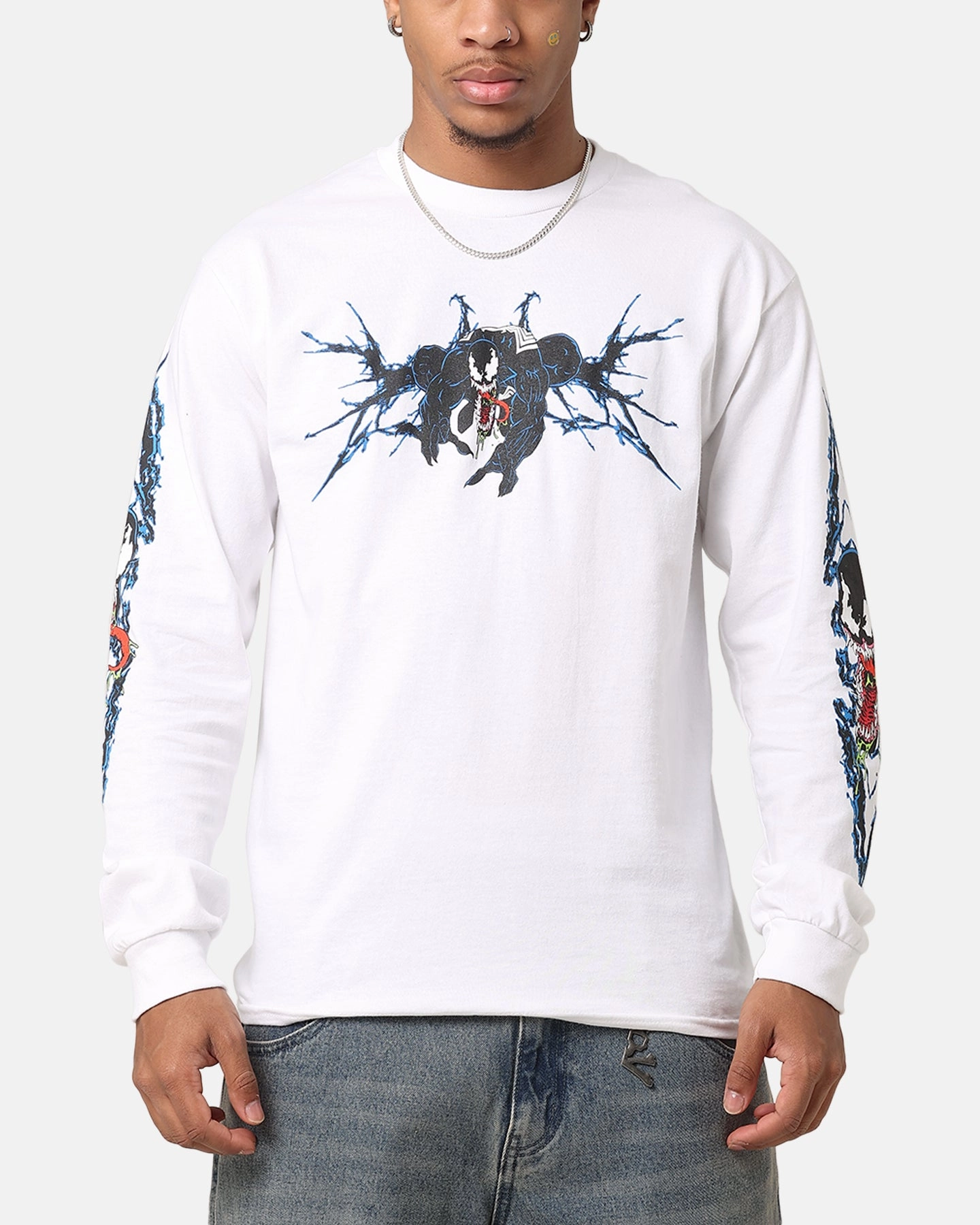 Goat Crew Marvel Spider-Man Y2K Venom Long Sleeve T-Shirt White sporty wear Cozy Layering