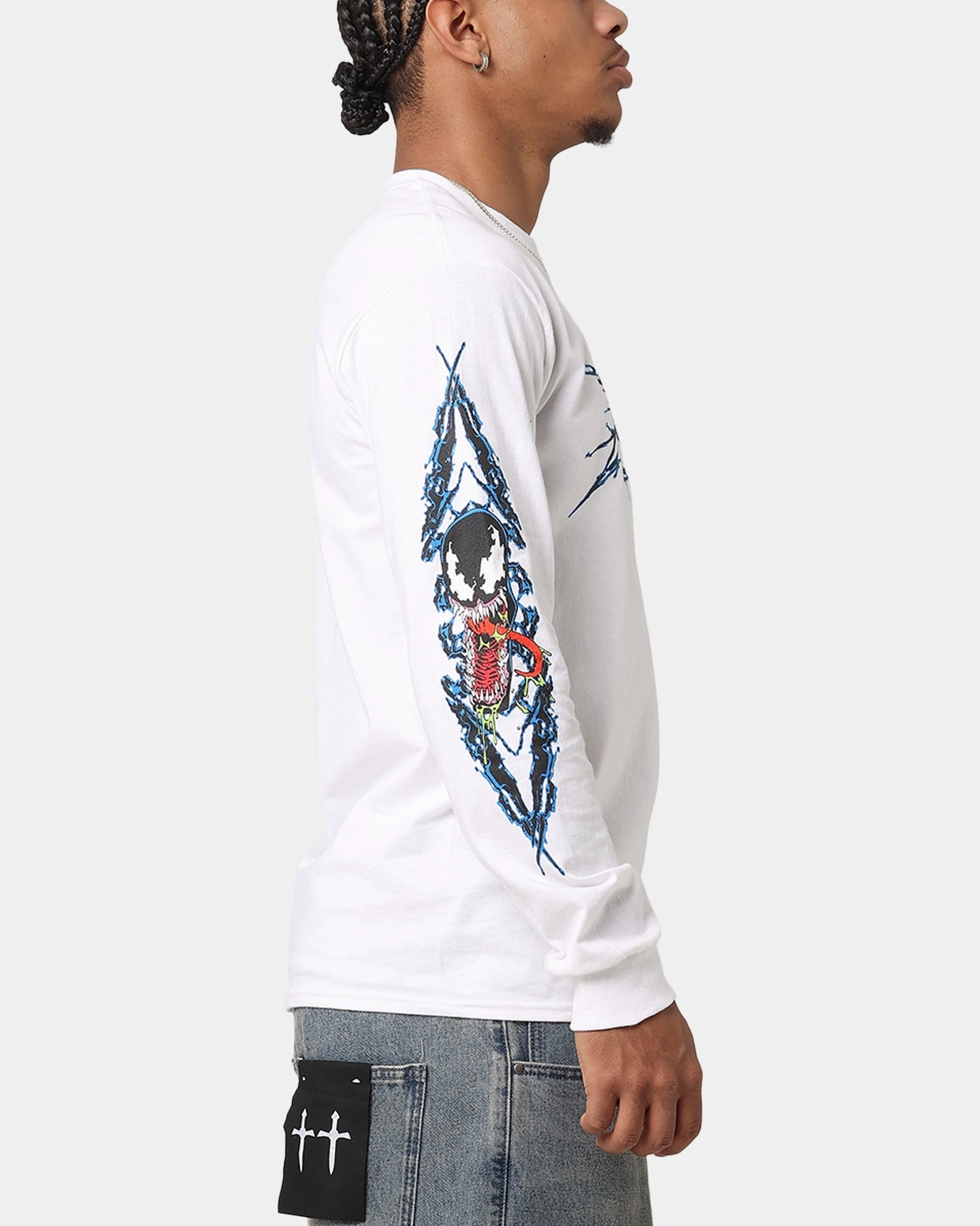 Goat Crew Marvel Spider-Man Y2K Venom Long Sleeve T-Shirt White Casual Wear Perfect Layer Wear