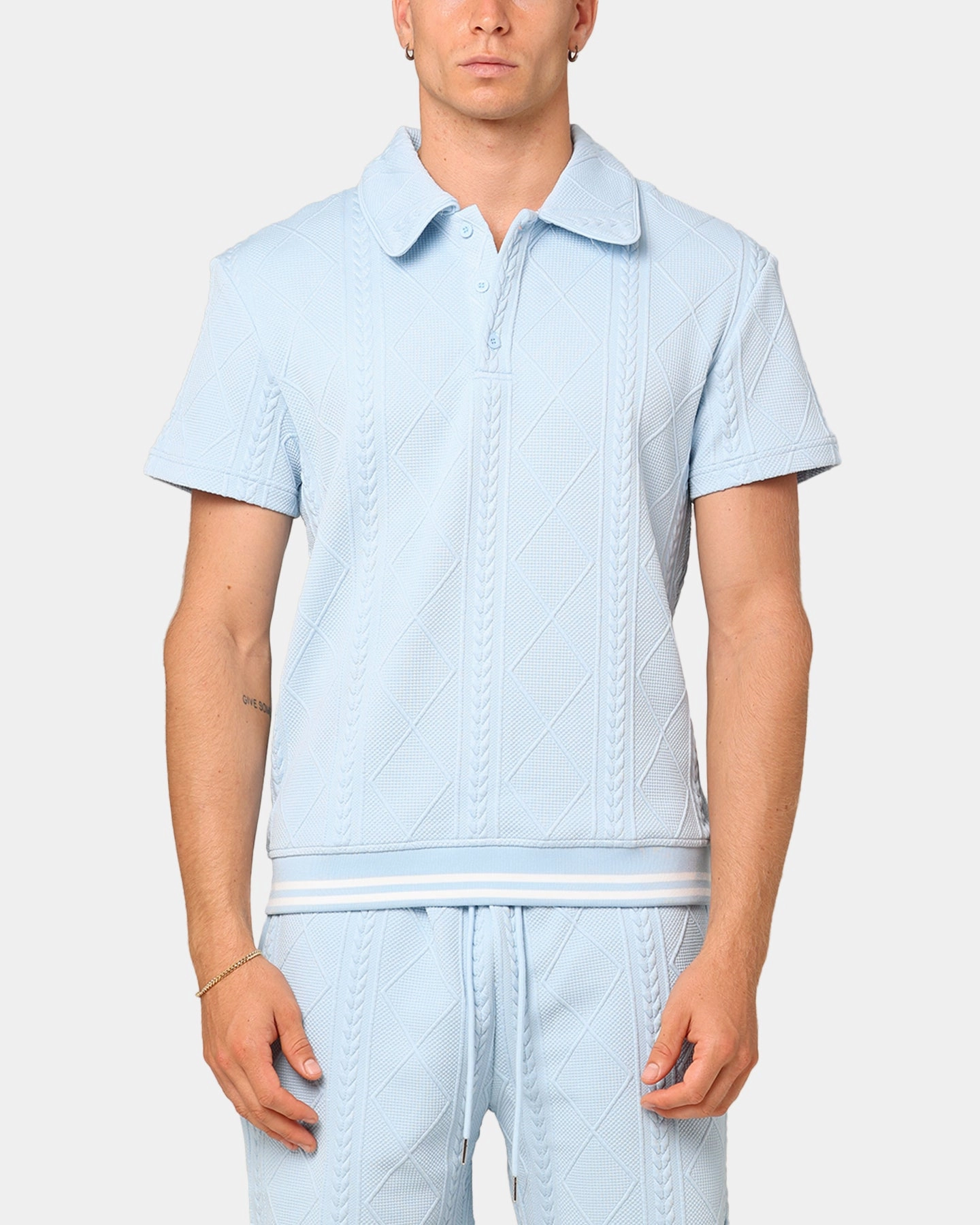 XXIII Danny Knit Polo Shirt Sky Blue High-End Look Urban Chic