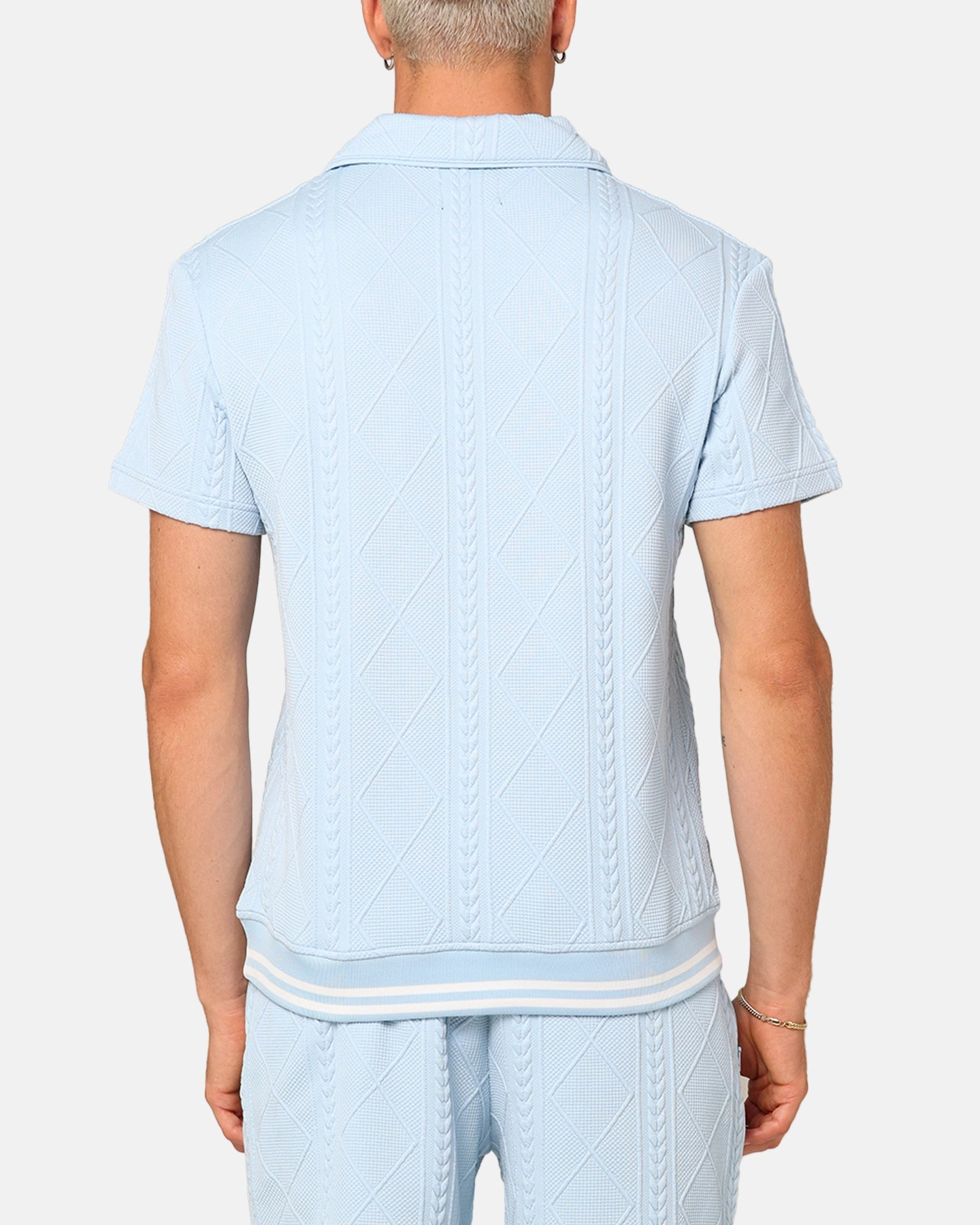 XXIII Danny Knit Polo Shirt Sky Blue Office Appropriate