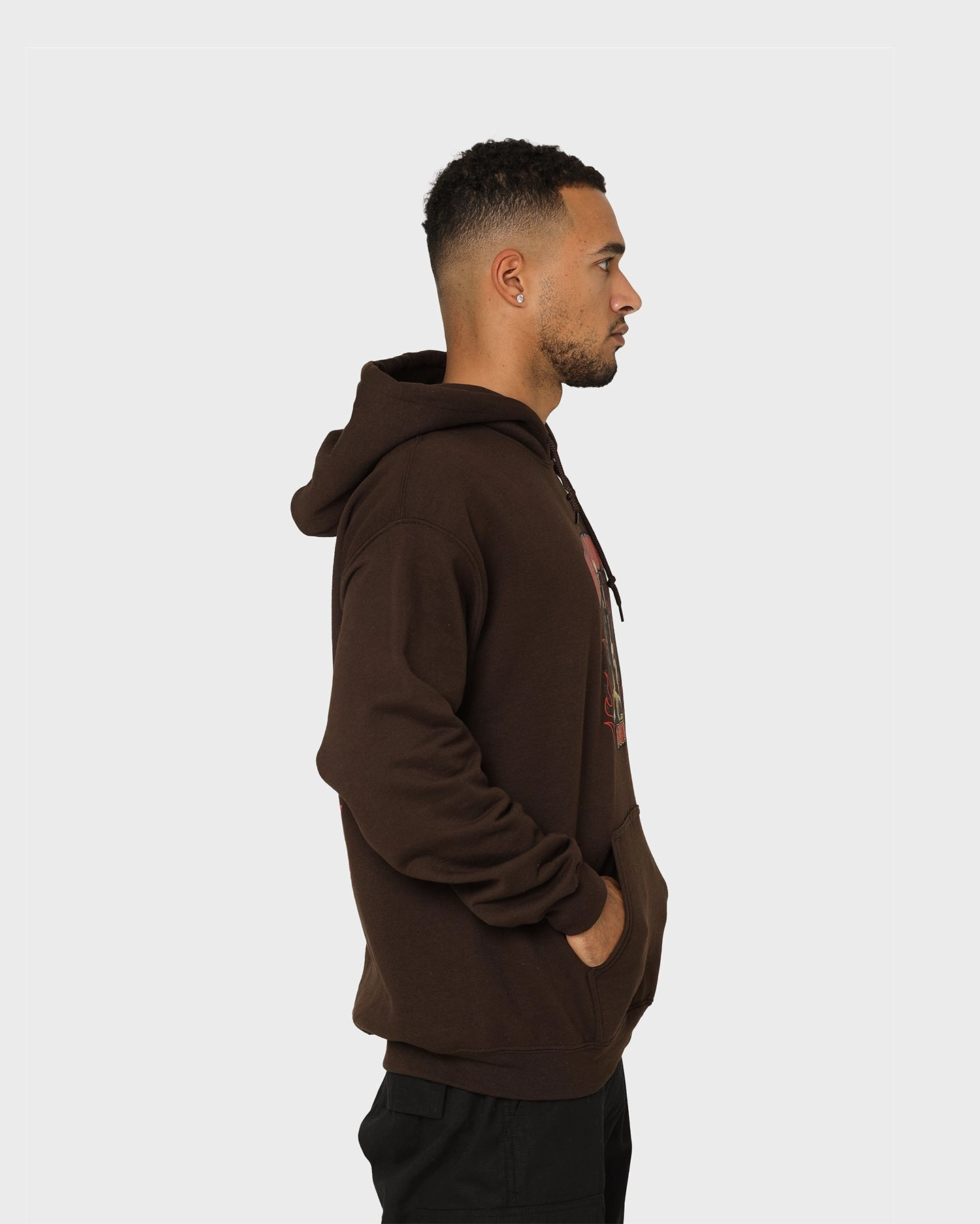 Feminine Style Goat Crew Man Down Hoodie Brown