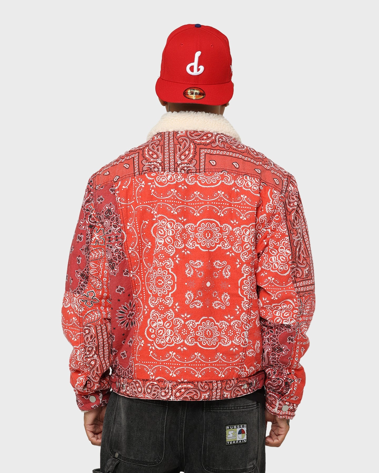MNML Bandana Sherpa Trucker Jacket Red birthday