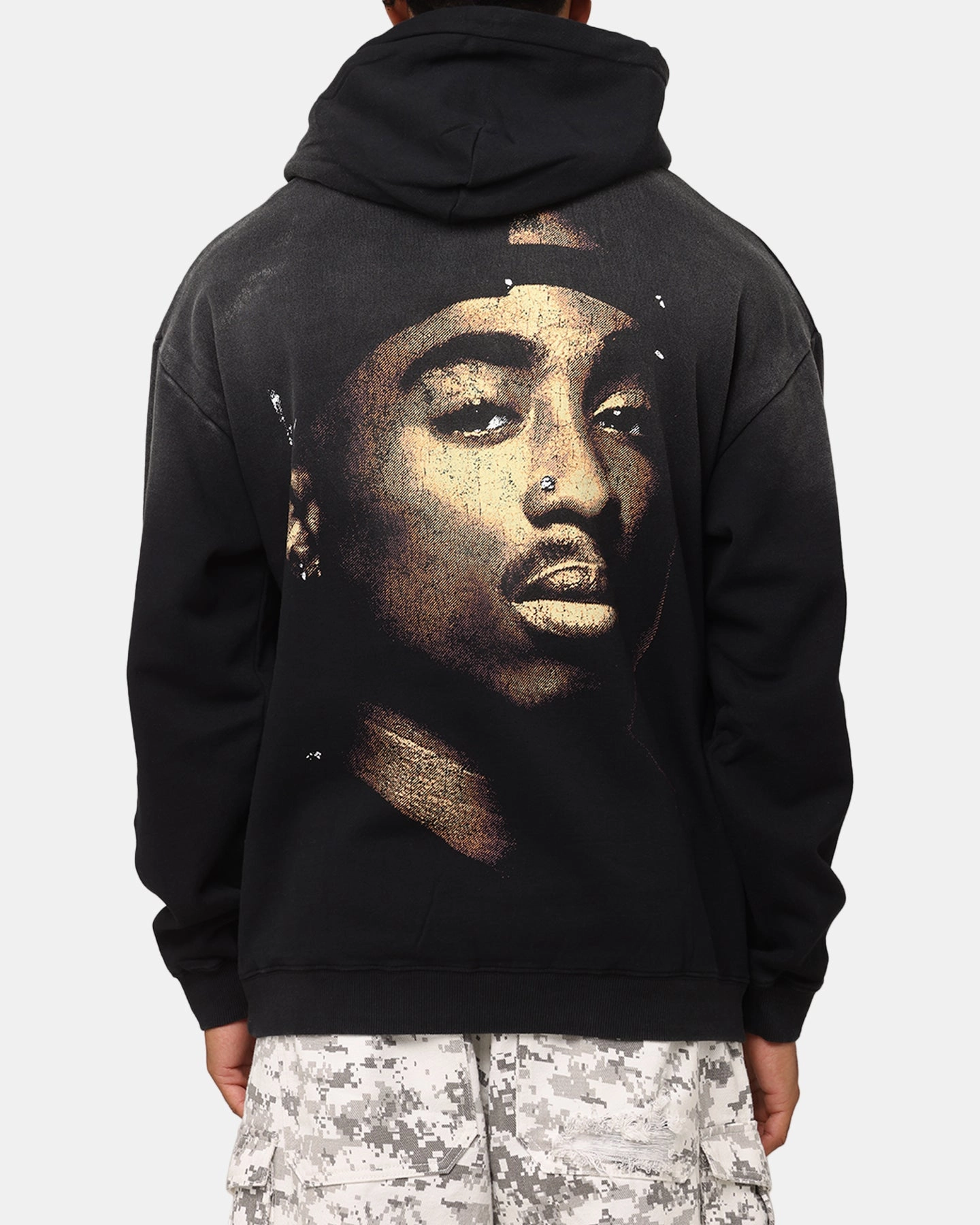 Tupac Super Fade Hoodie Washed Black vacation Insulated Comfort