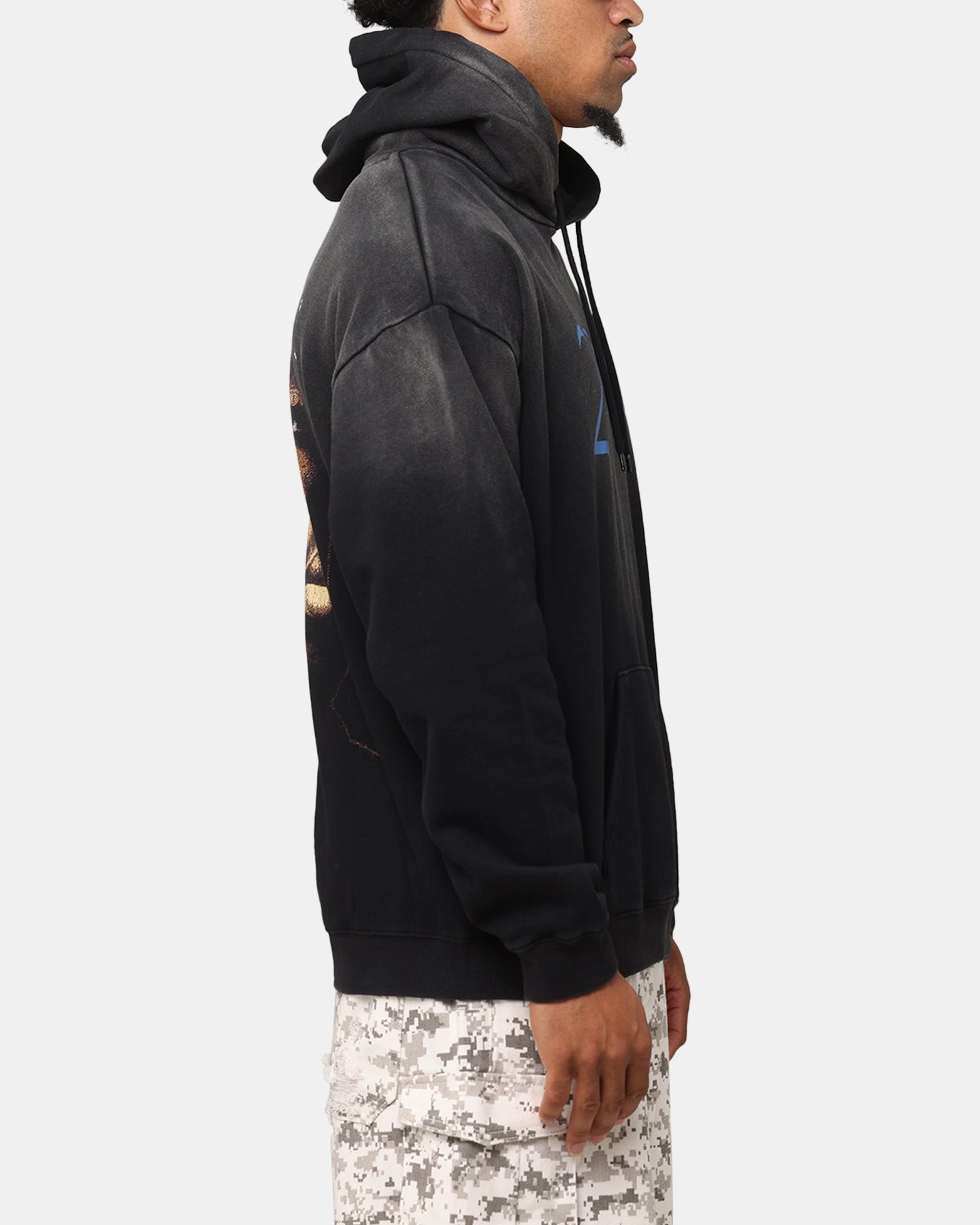 Tupac Super Fade Hoodie Washed Black artists