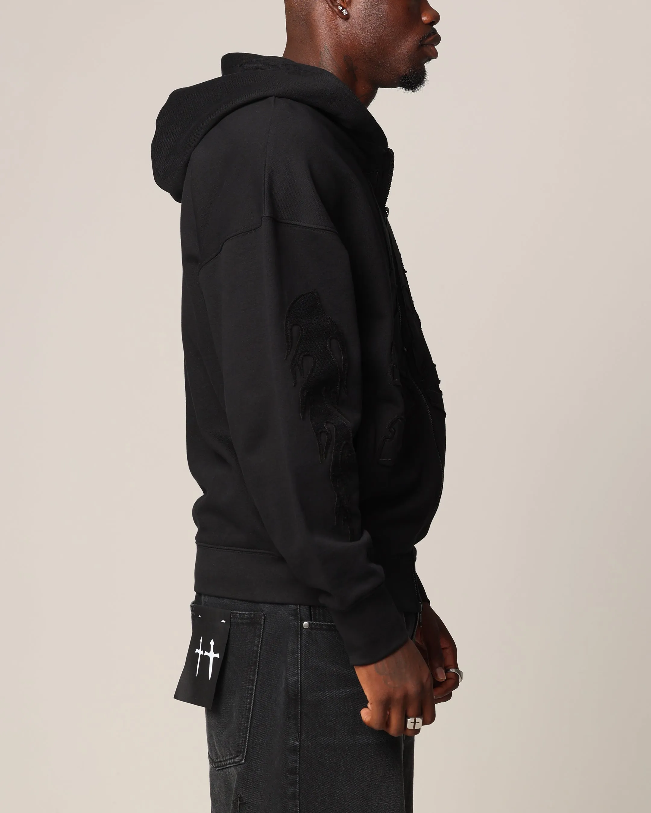 windproof Saint Morta Hellfire Zip Hoodie Black