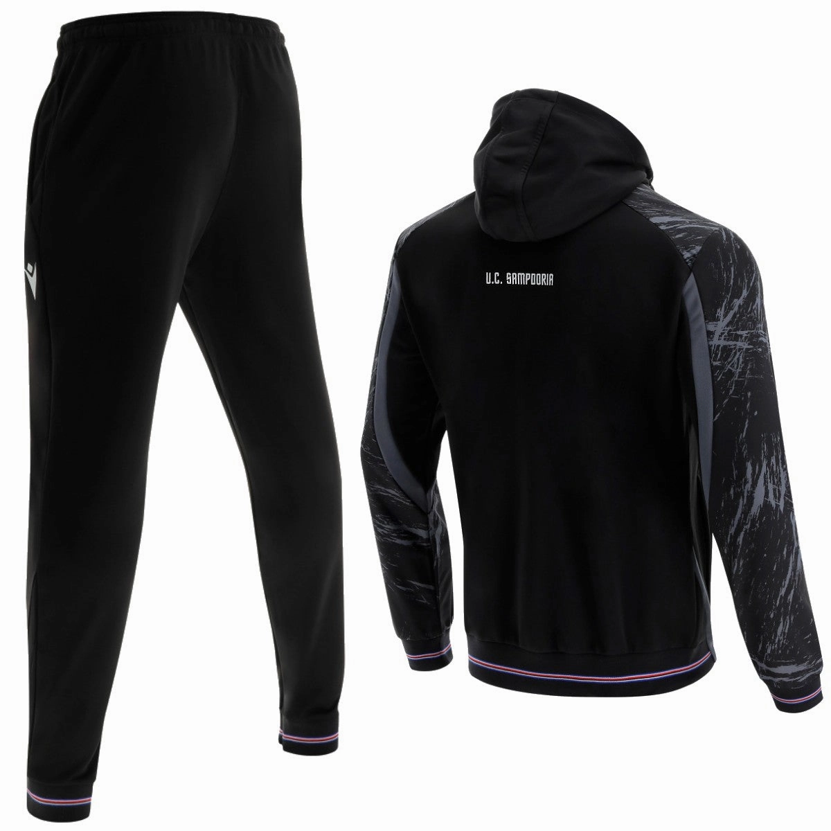 belt venue Flatlock Seam Technology UC Sampdoria black presentation soccer tracksuit 2021/22 - Macron