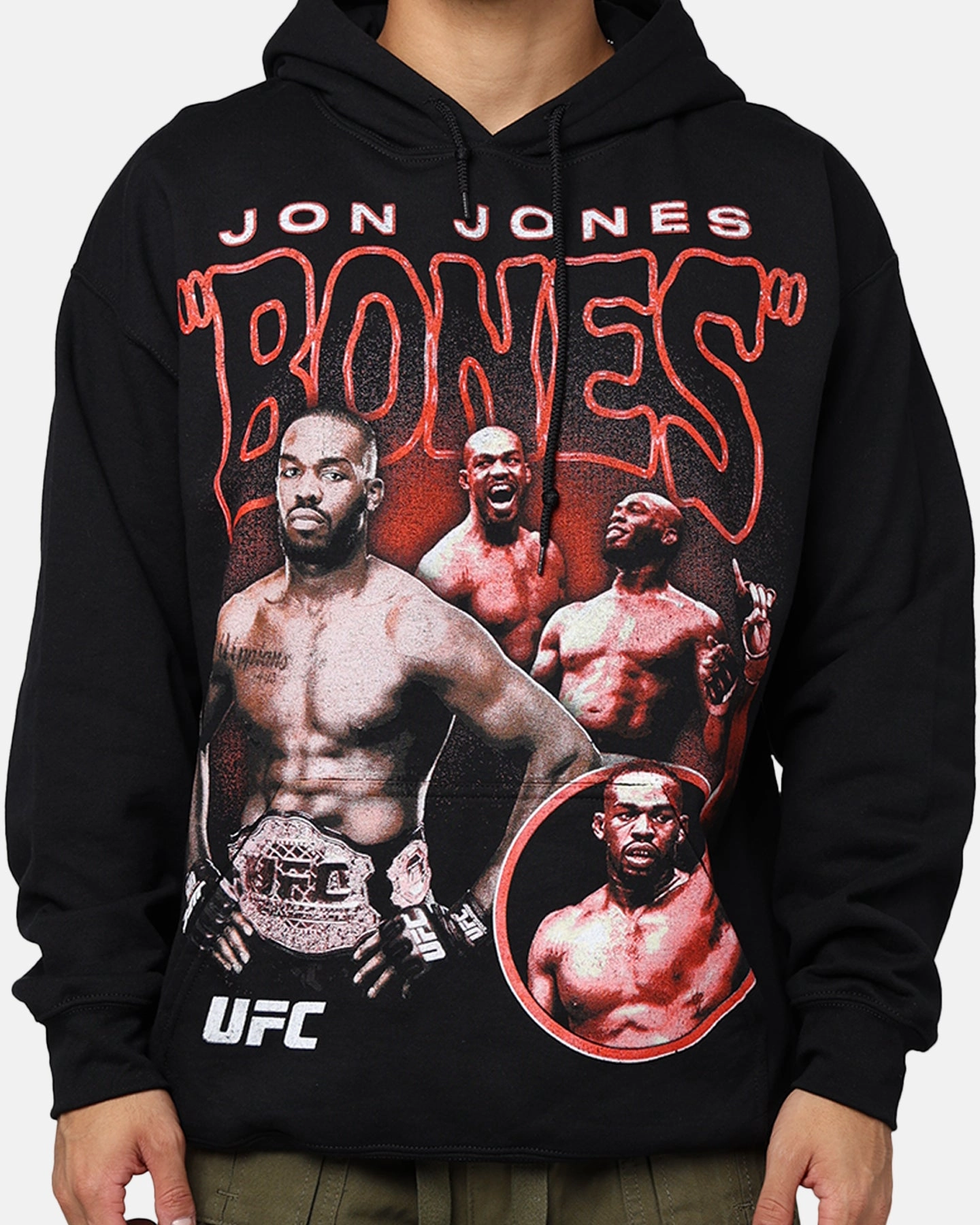 UFC By Goat Crew Jon Jones Vintage Hoodie Black Wash Train Certificate