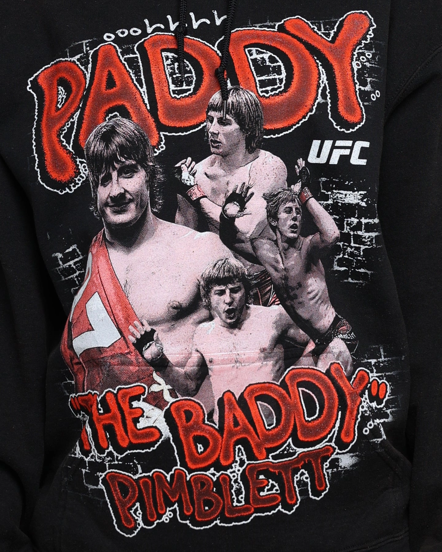 UFC By Goat Crew Paddy The Baddy Vintage Hoodie Black Wash waiters Modern Fit